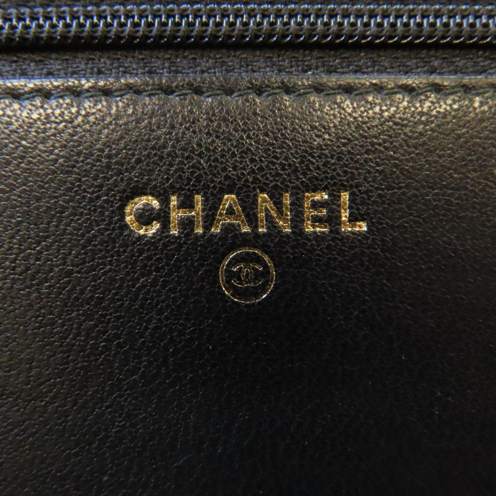 CHANEL 菱格牛皮皮革WOC Wallet On Chain金扣鏈帶肩背袋黑色