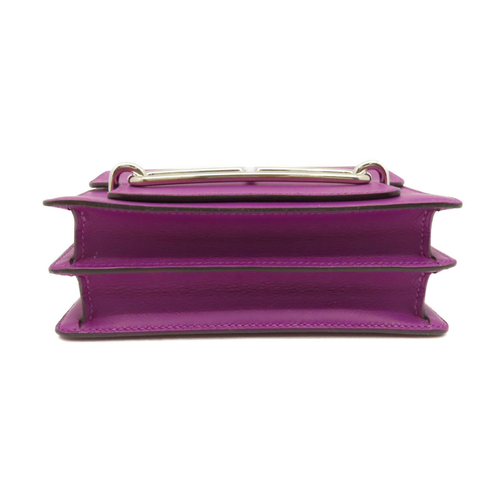 HERMES 【激減優惠】Evercolor皮革Mini Roulis Shoulder Bag銀扣肩背袋Anemone海葵紫色