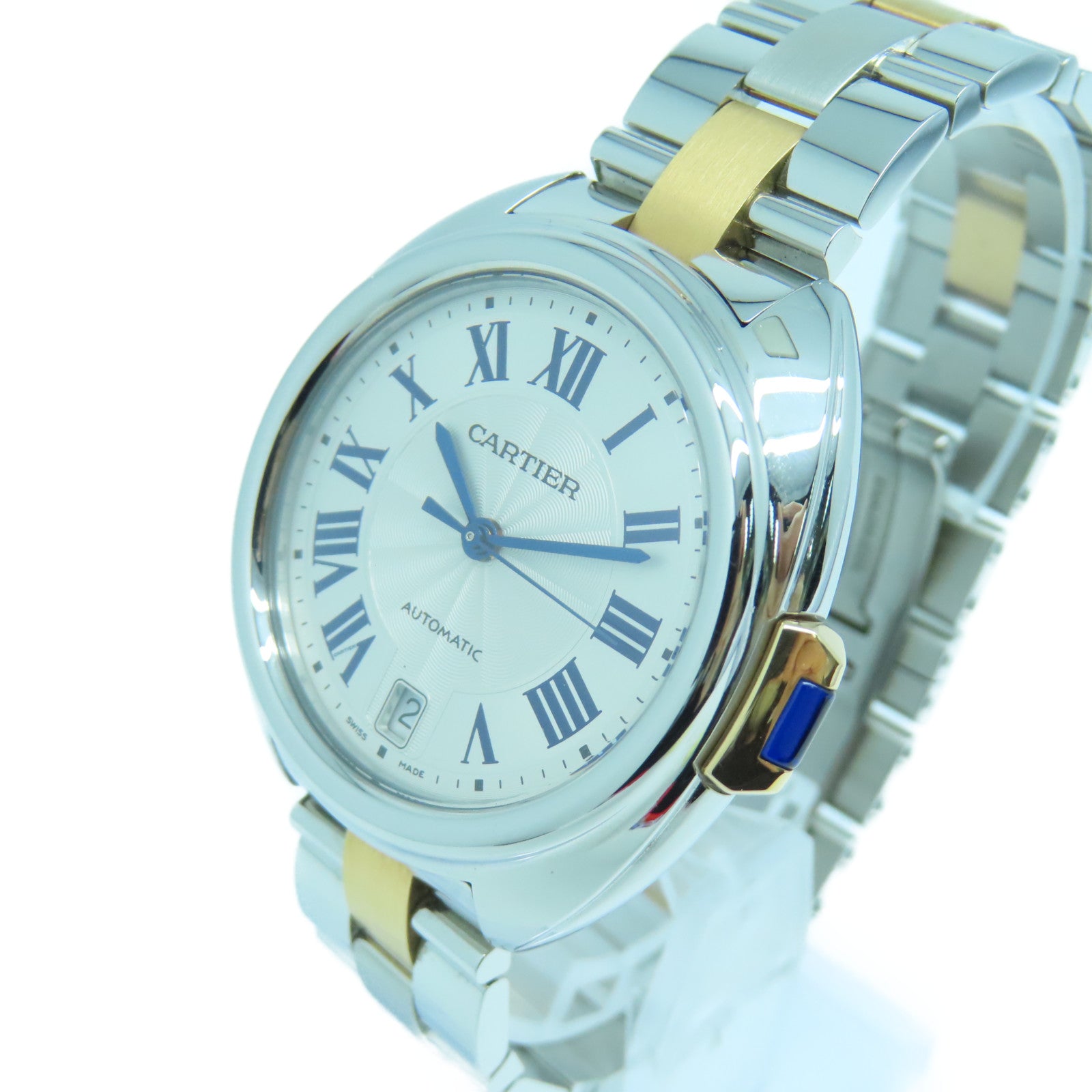 CARTIER 【激減優惠】Cle de Cartier 18K/不鏽鋼手錶自動機芯銀色