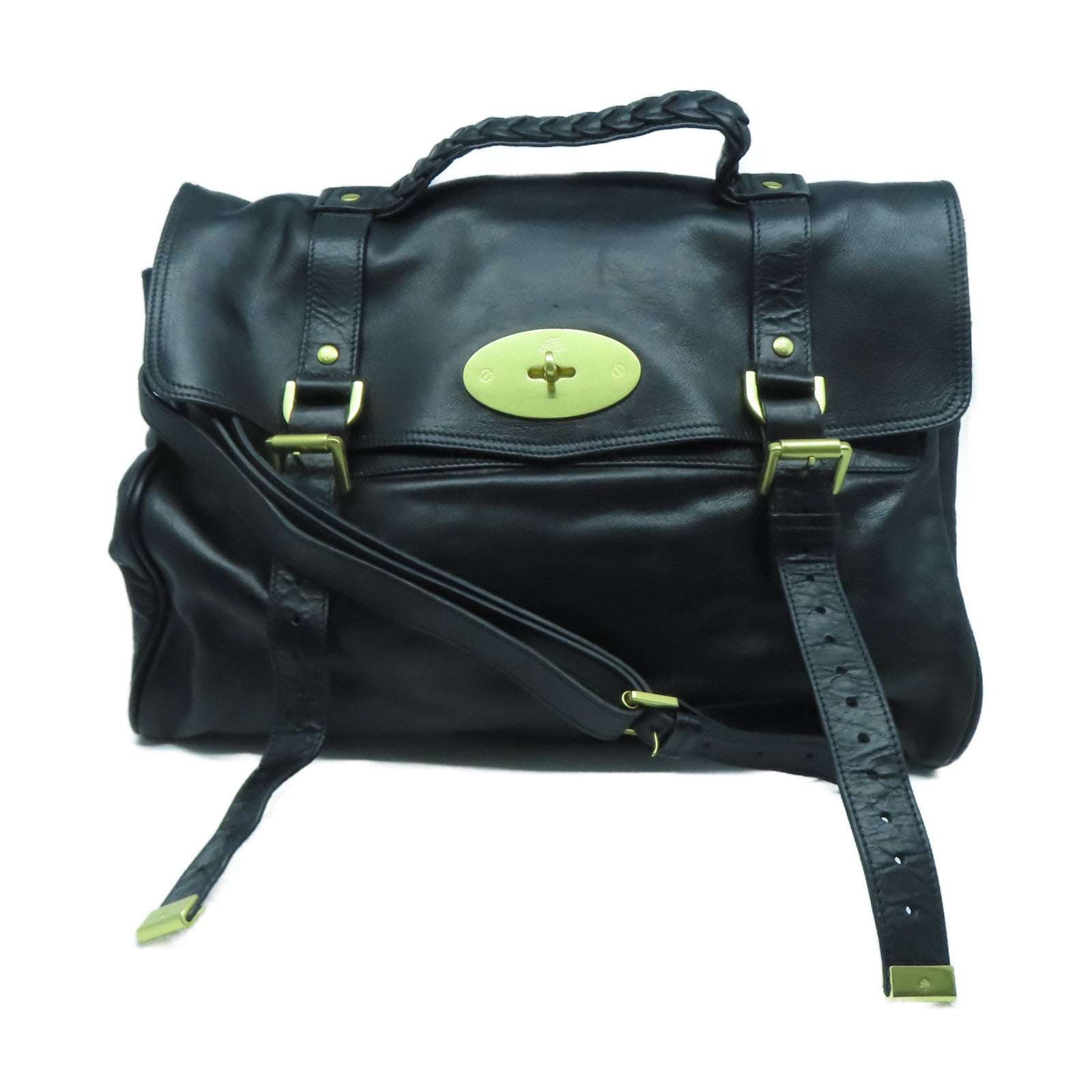 MULBERRY 牛皮皮革Shoulder Bag金扣手挽肩背兩用袋黑色