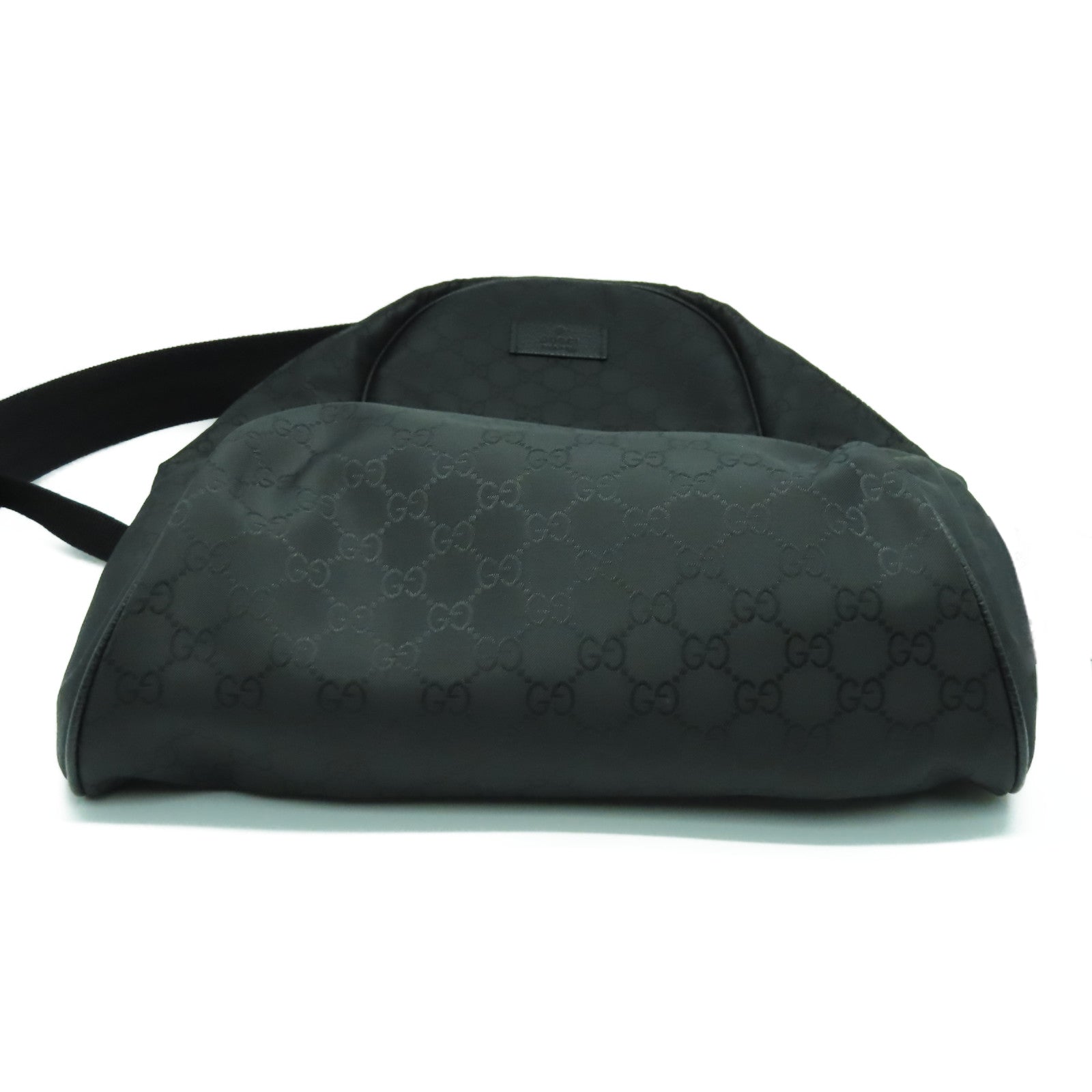 GUCCI 帆布Backpack銀扣背包黑色