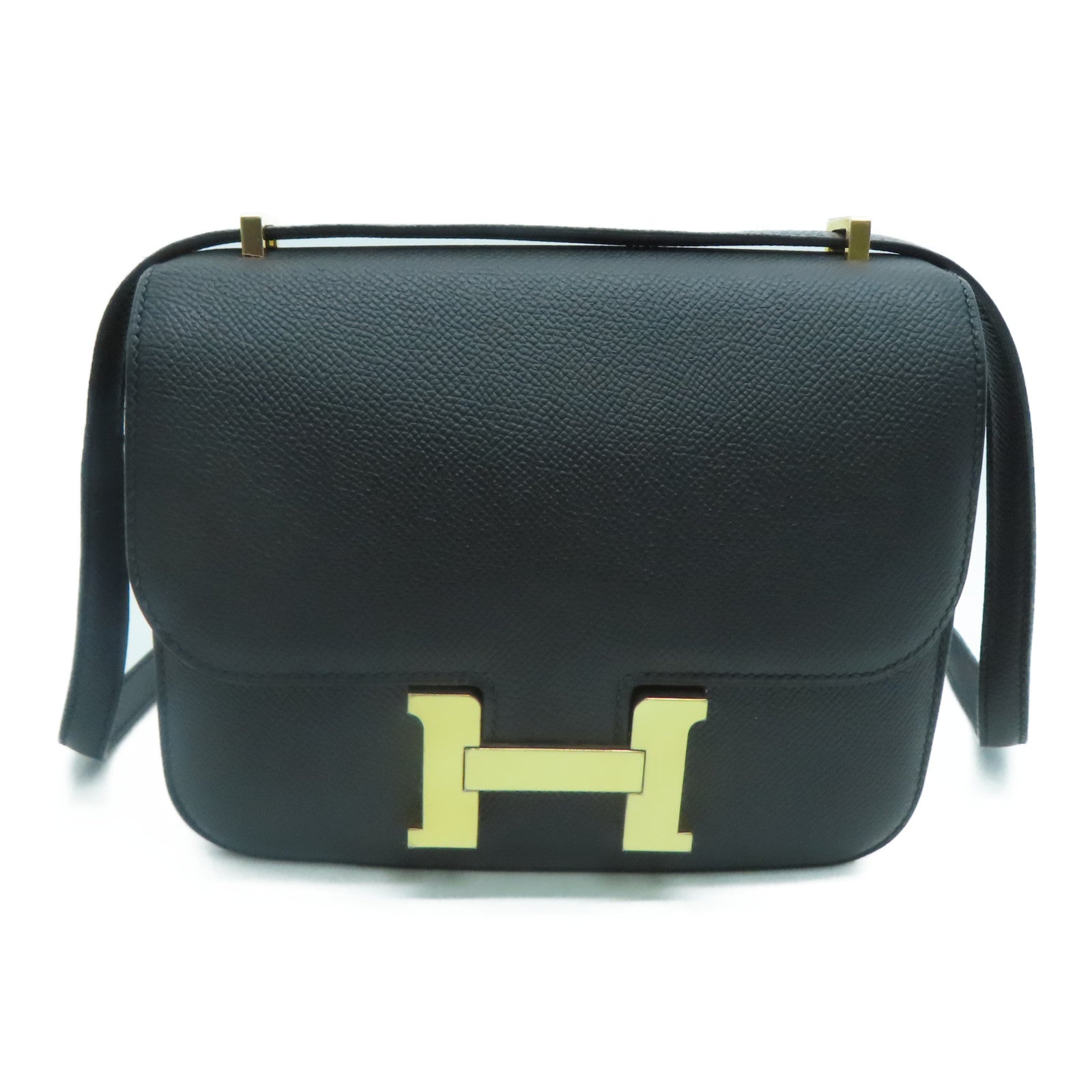 HERMES Epsom皮革Constance Mini金扣肩背袋Noir/黑色