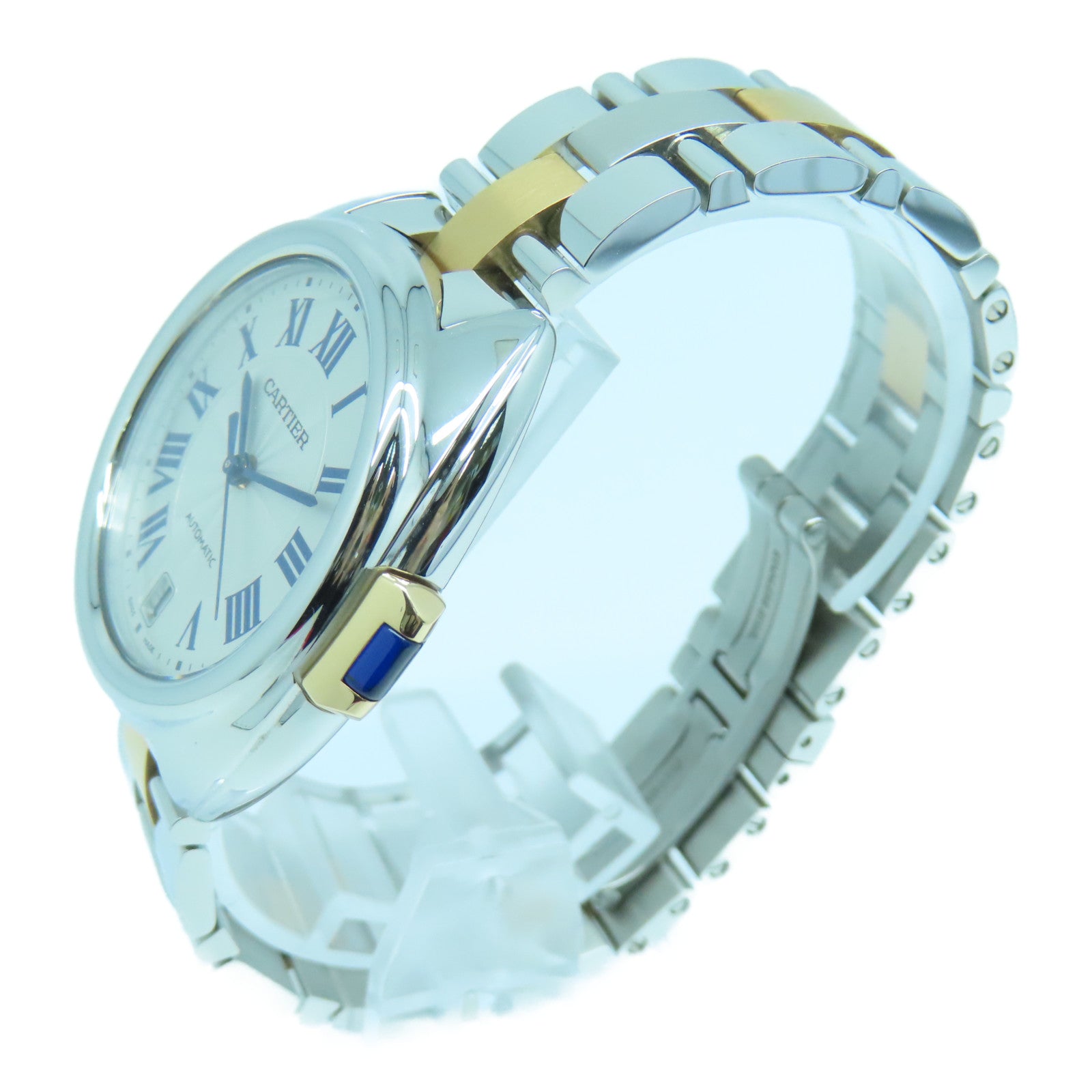 CARTIER 【激減優惠】Cle de Cartier 18K/不鏽鋼手錶自動機芯銀色