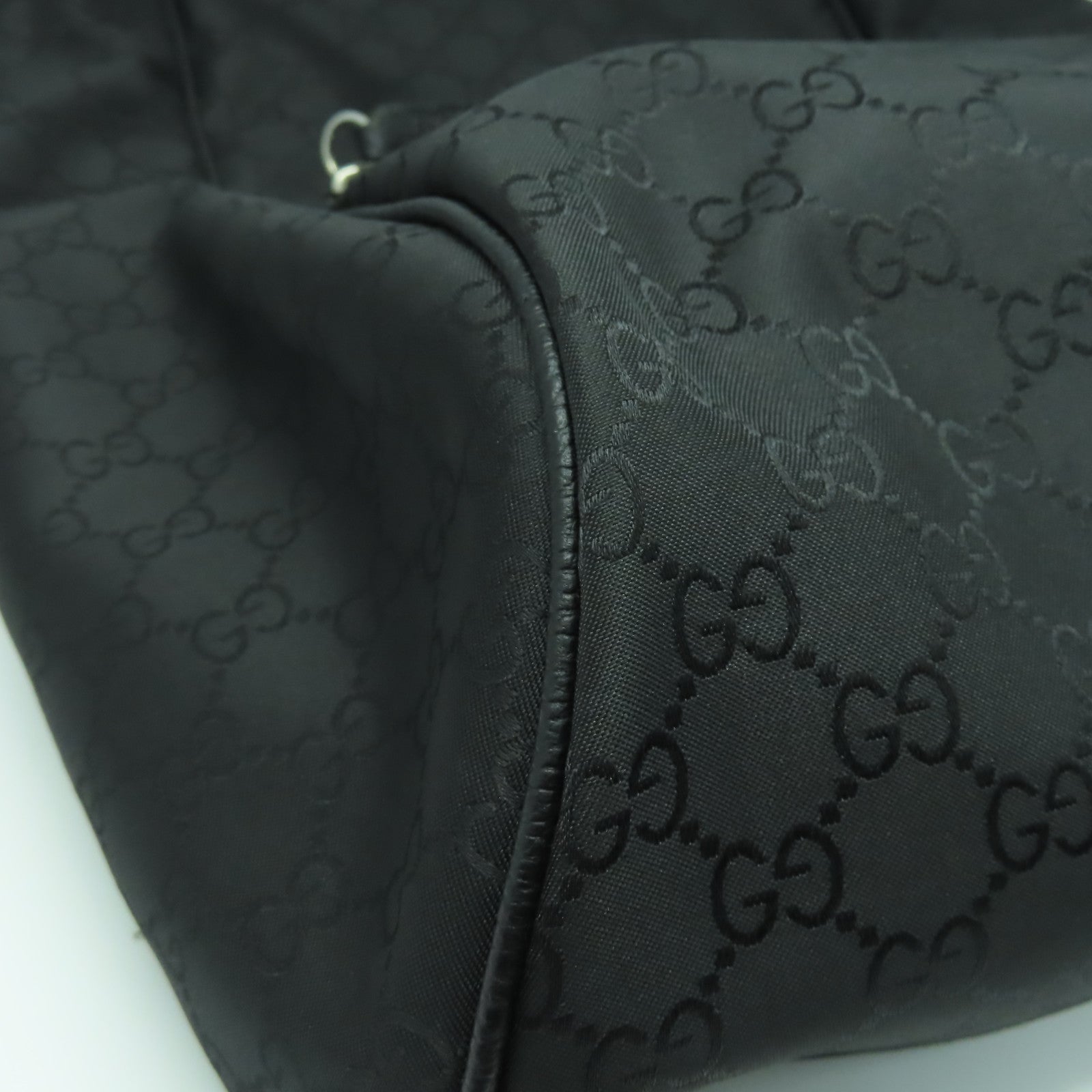 GUCCI 帆布Backpack銀扣背包黑色