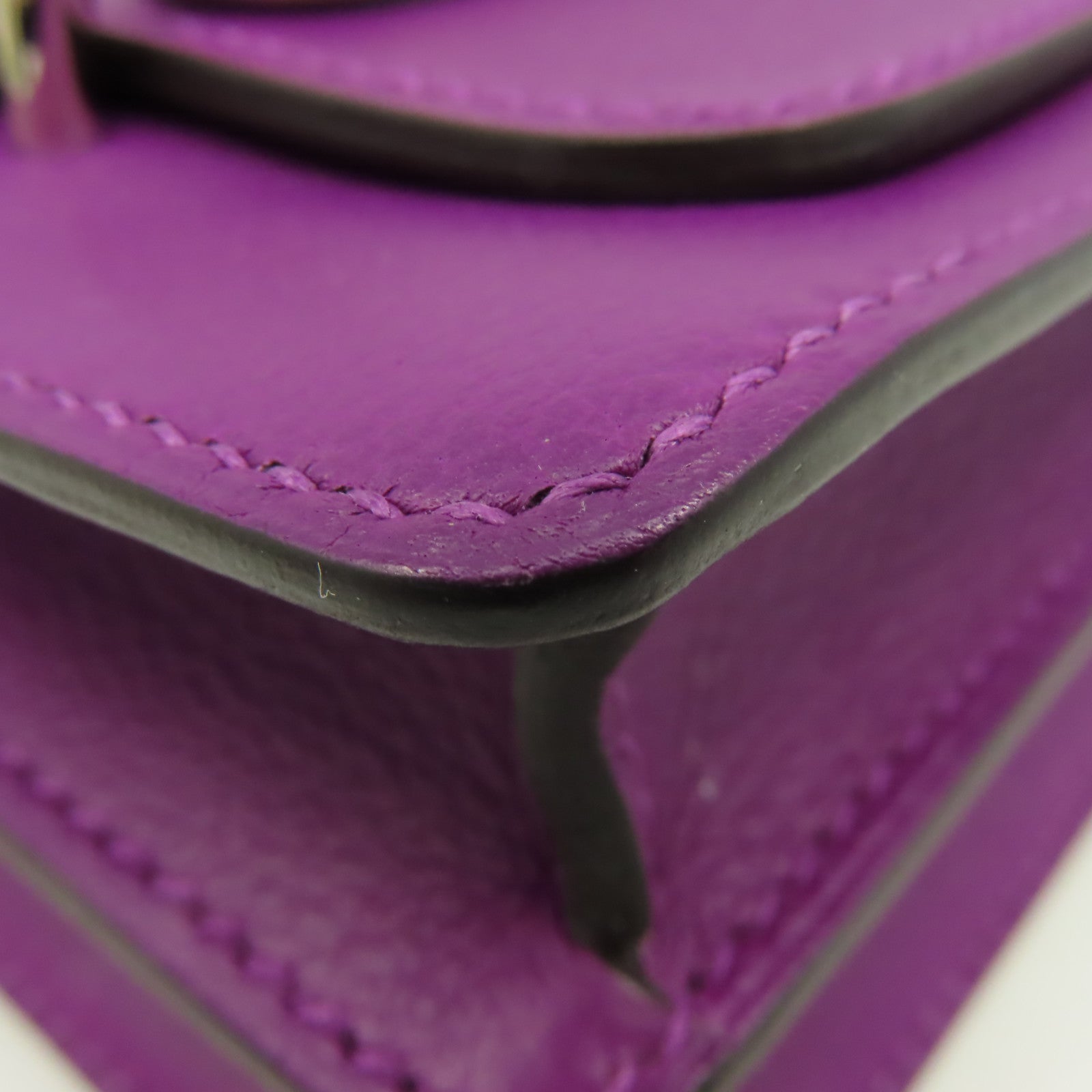 HERMES 【激減優惠】Evercolor皮革Mini Roulis Shoulder Bag銀扣肩背袋Anemone海葵紫色