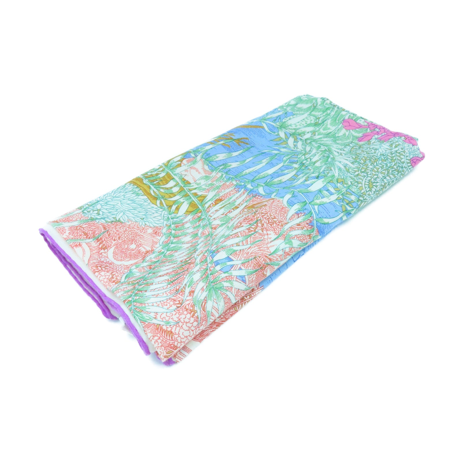 HERMES 【激減優惠】絲質羊絨Mon Premier Galop Shawl 140絲巾彩色/紫色