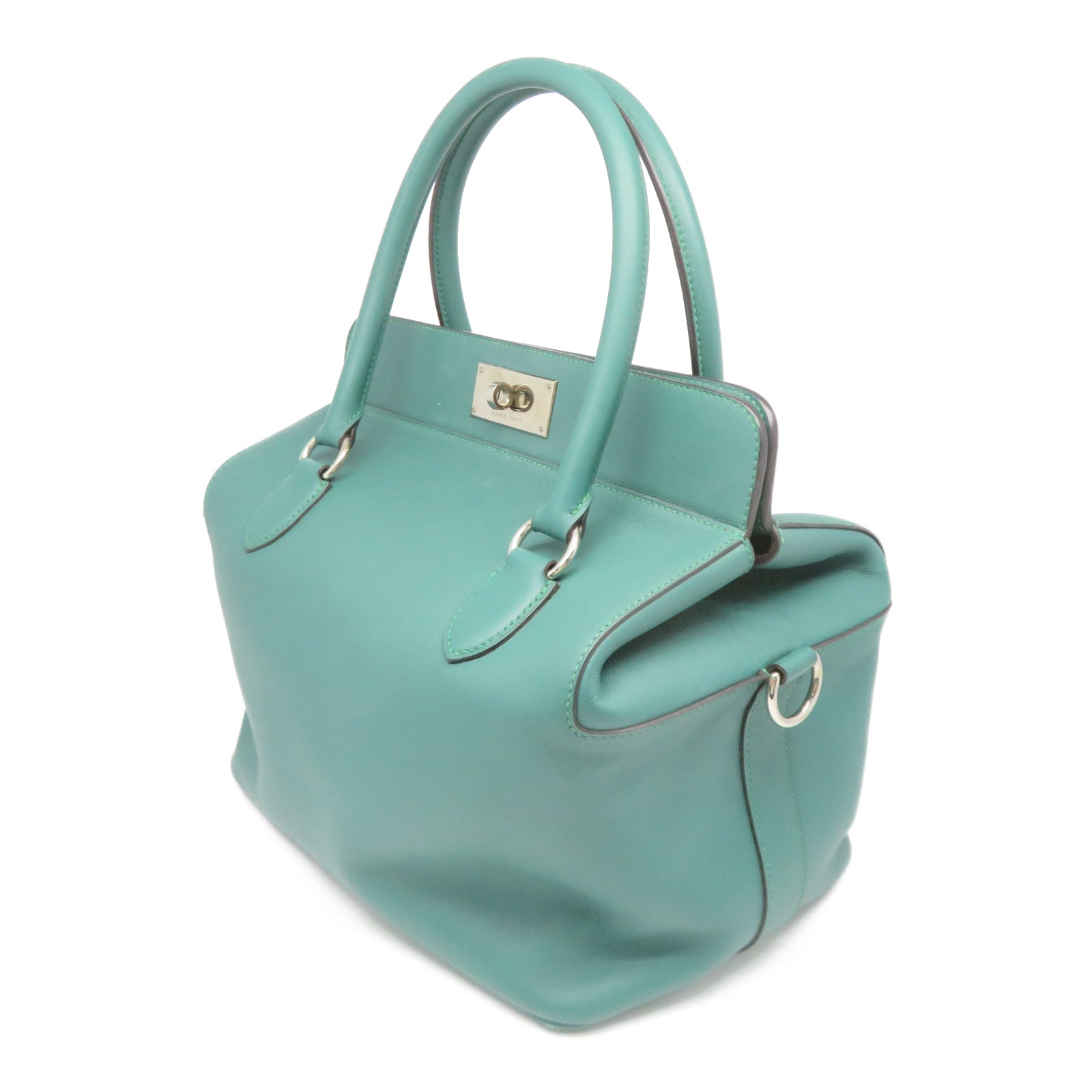 HERMES [Sharp Discount] Evercolor Leather Toolbox 26 Silver Buckle Handle Shoulder Backpack Malachite Green/Malachite/Z6