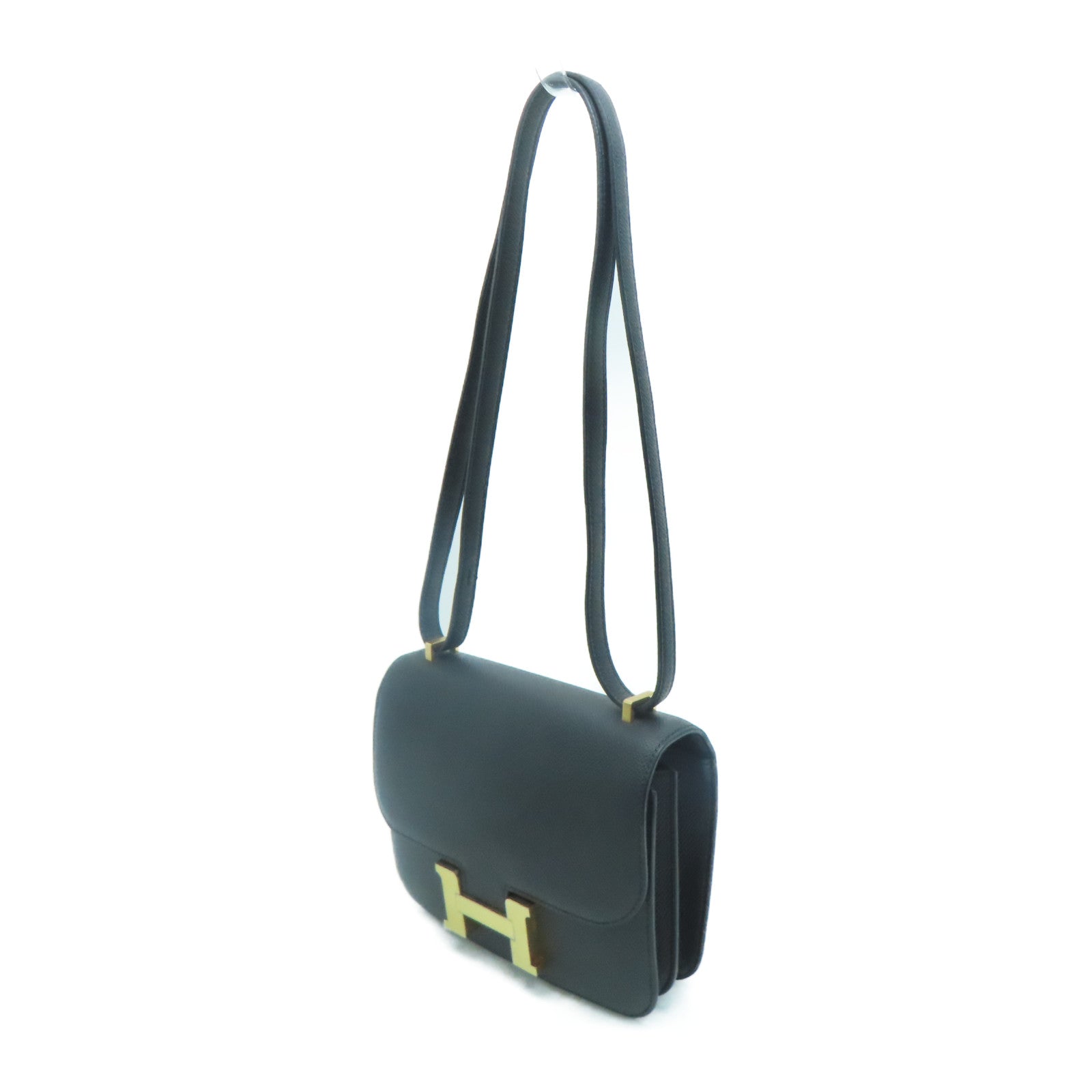 HERMES Epsom皮革Constance Mini金扣肩背袋Noir/黑色