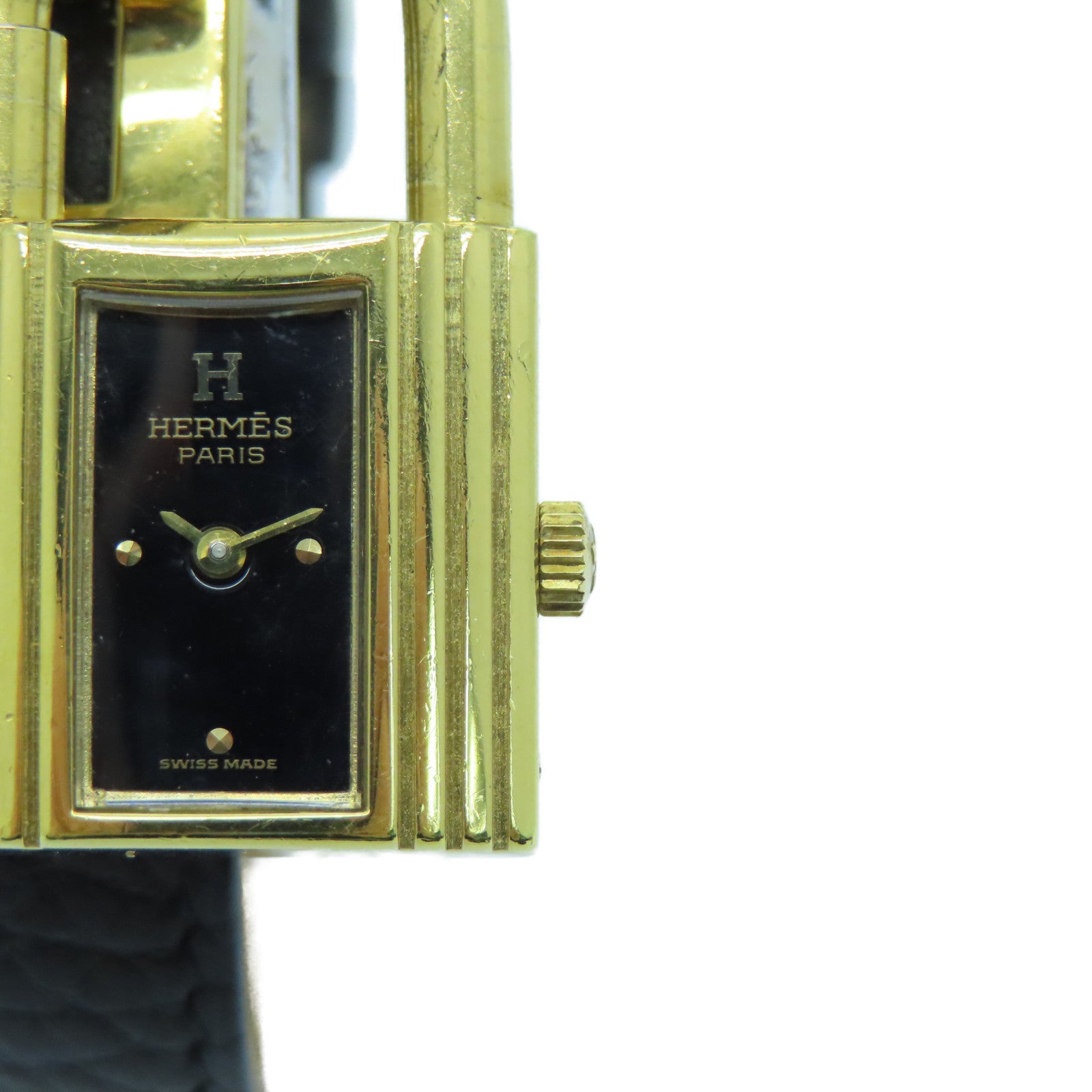 HERMES Kelly Watch Stainless Steel Watch Quartz Movement Black