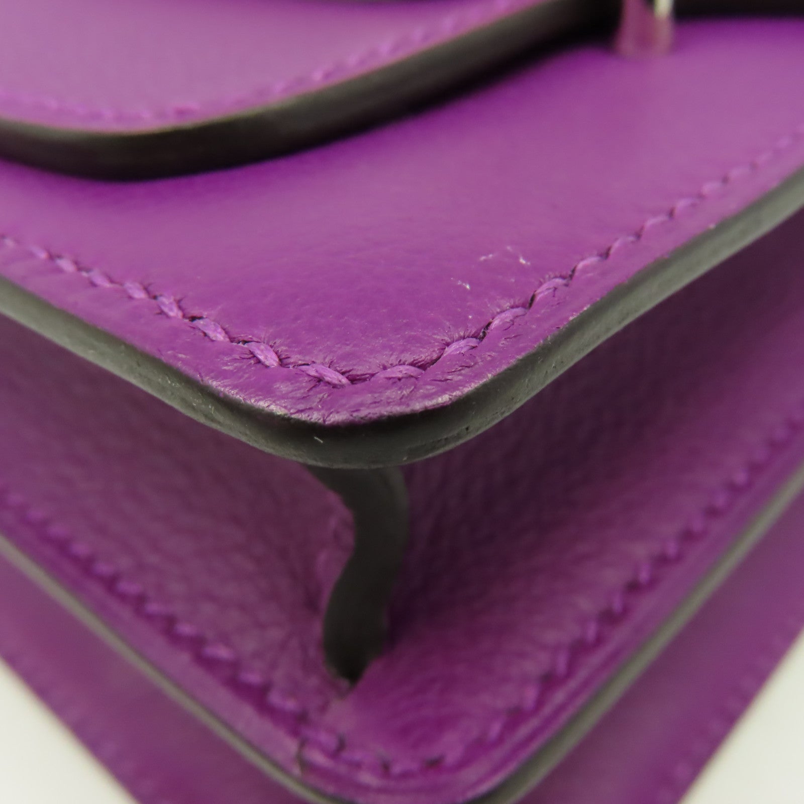 HERMES 【激減優惠】Evercolor皮革Mini Roulis Shoulder Bag銀扣肩背袋Anemone海葵紫色