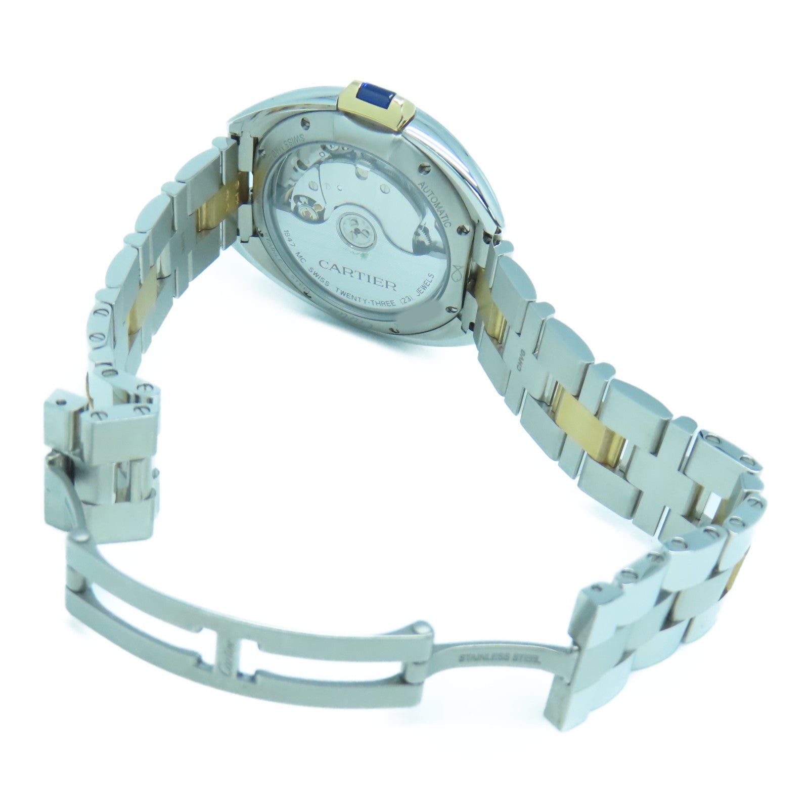 CARTIER 【激減優惠】Cle de Cartier 18K/不鏽鋼手錶自動機芯銀色