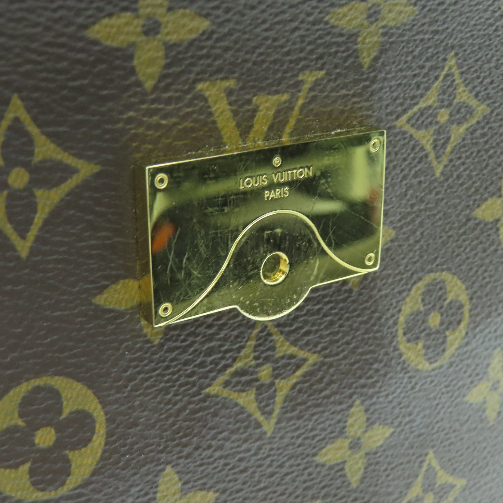 LOUIS VUITTON Monogram Cluny BB gold buckle handle shoulder bag brown