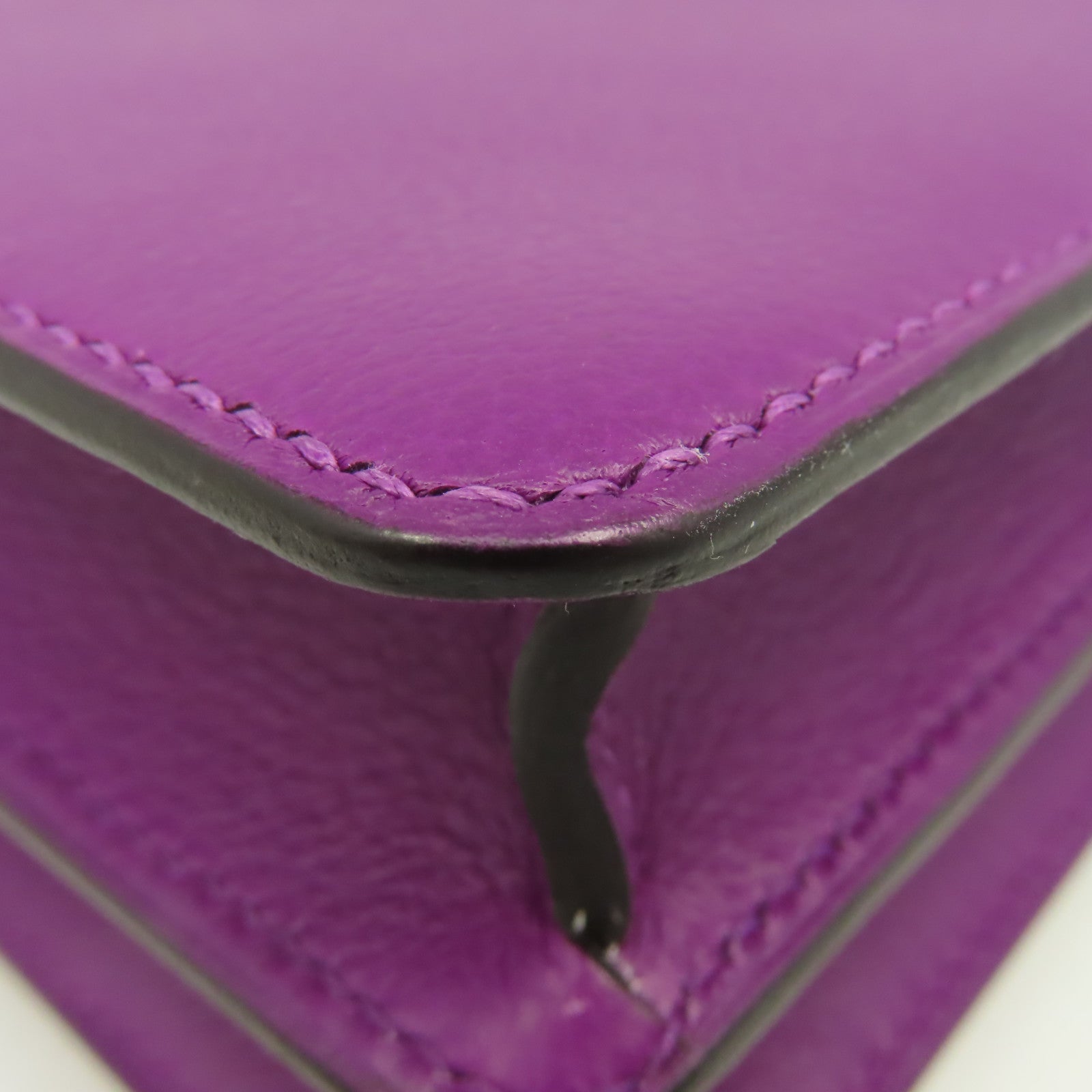 HERMES 【激減優惠】Evercolor皮革Mini Roulis Shoulder Bag銀扣肩背袋Anemone海葵紫色
