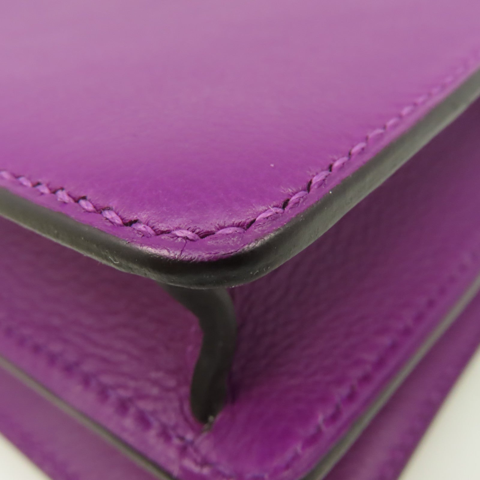 HERMES 【激減優惠】Evercolor皮革Mini Roulis Shoulder Bag銀扣肩背袋Anemone海葵紫色