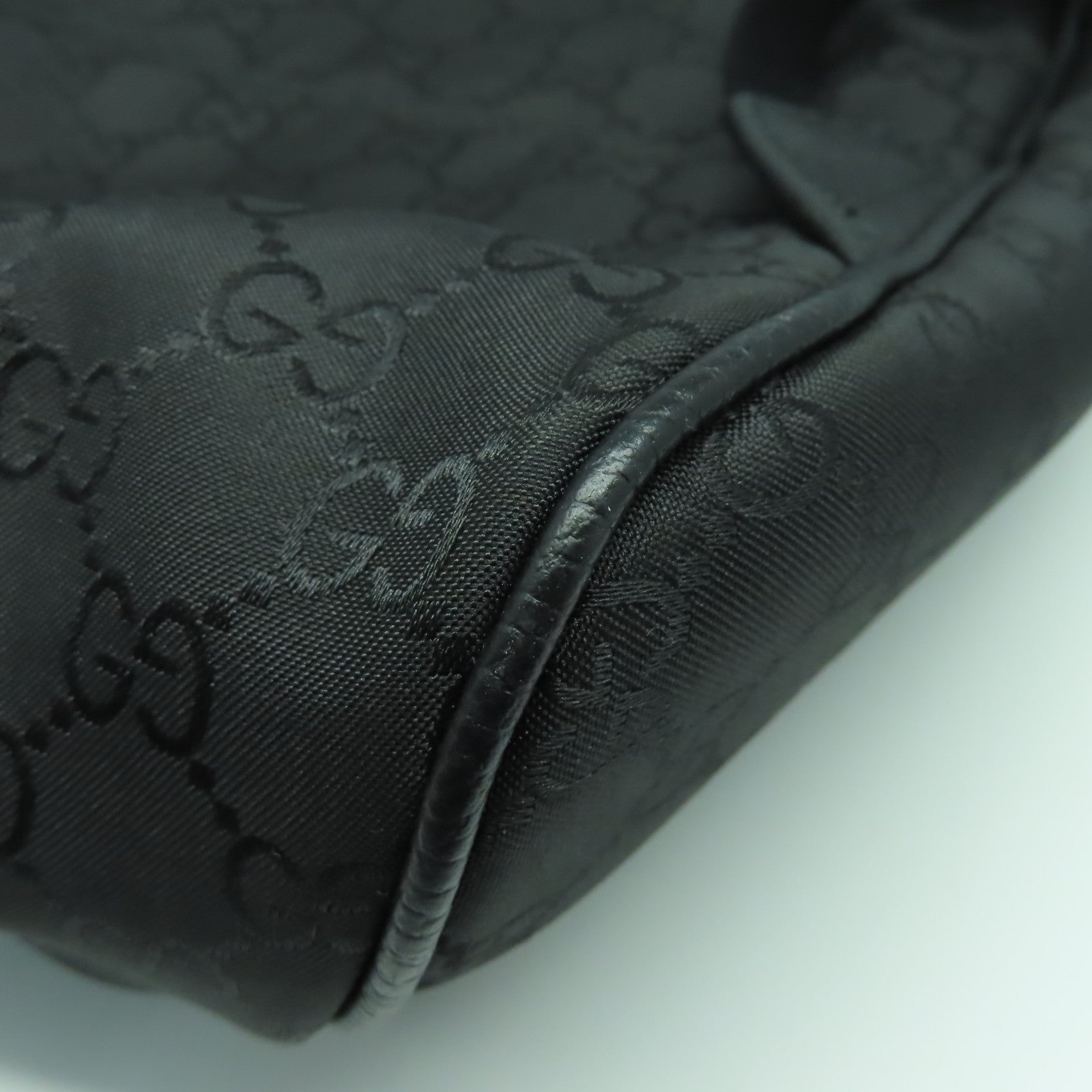 GUCCI 帆布Backpack銀扣背包黑色