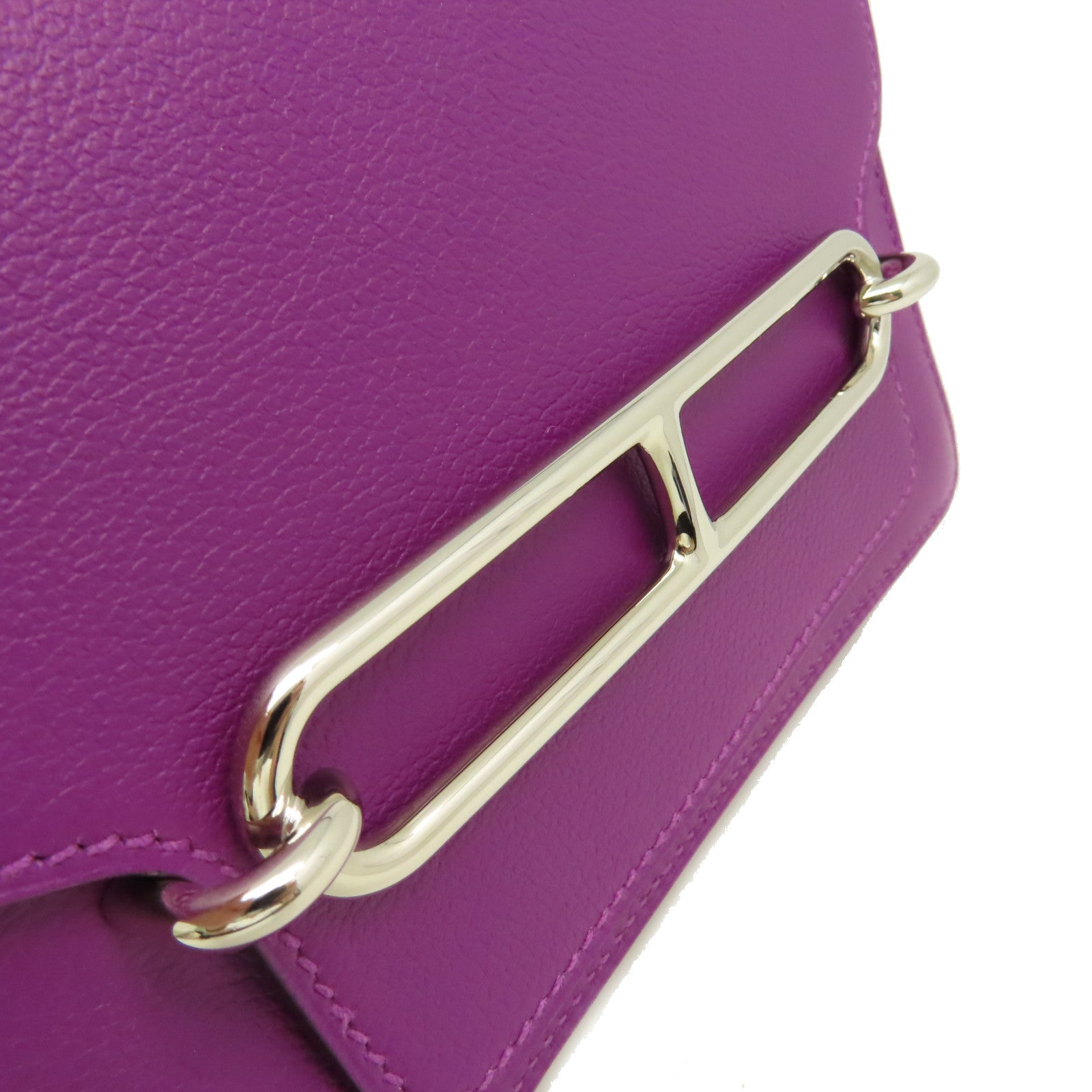 HERMES 【激減優惠】Evercolor皮革Mini Roulis Shoulder Bag銀扣肩背袋Anemone海葵紫色