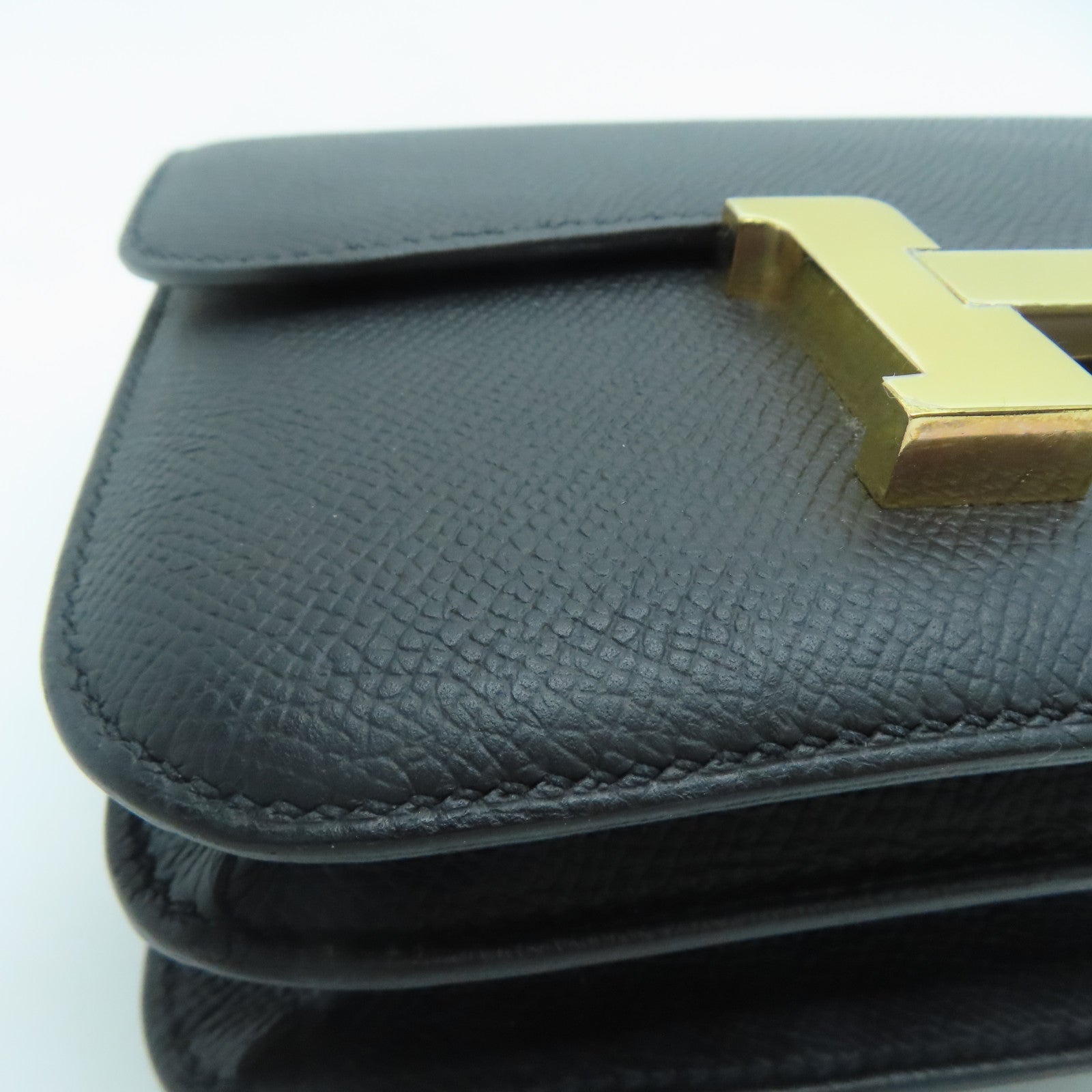HERMES Epsom皮革Constance Mini金扣肩背袋Noir/黑色