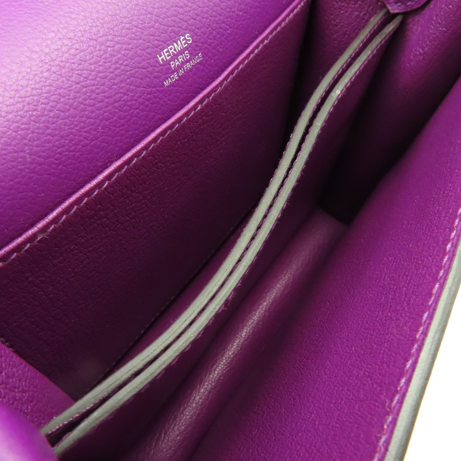 HERMES 【激減優惠】Evercolor皮革Mini Roulis Shoulder Bag銀扣肩背袋Anemone海葵紫色