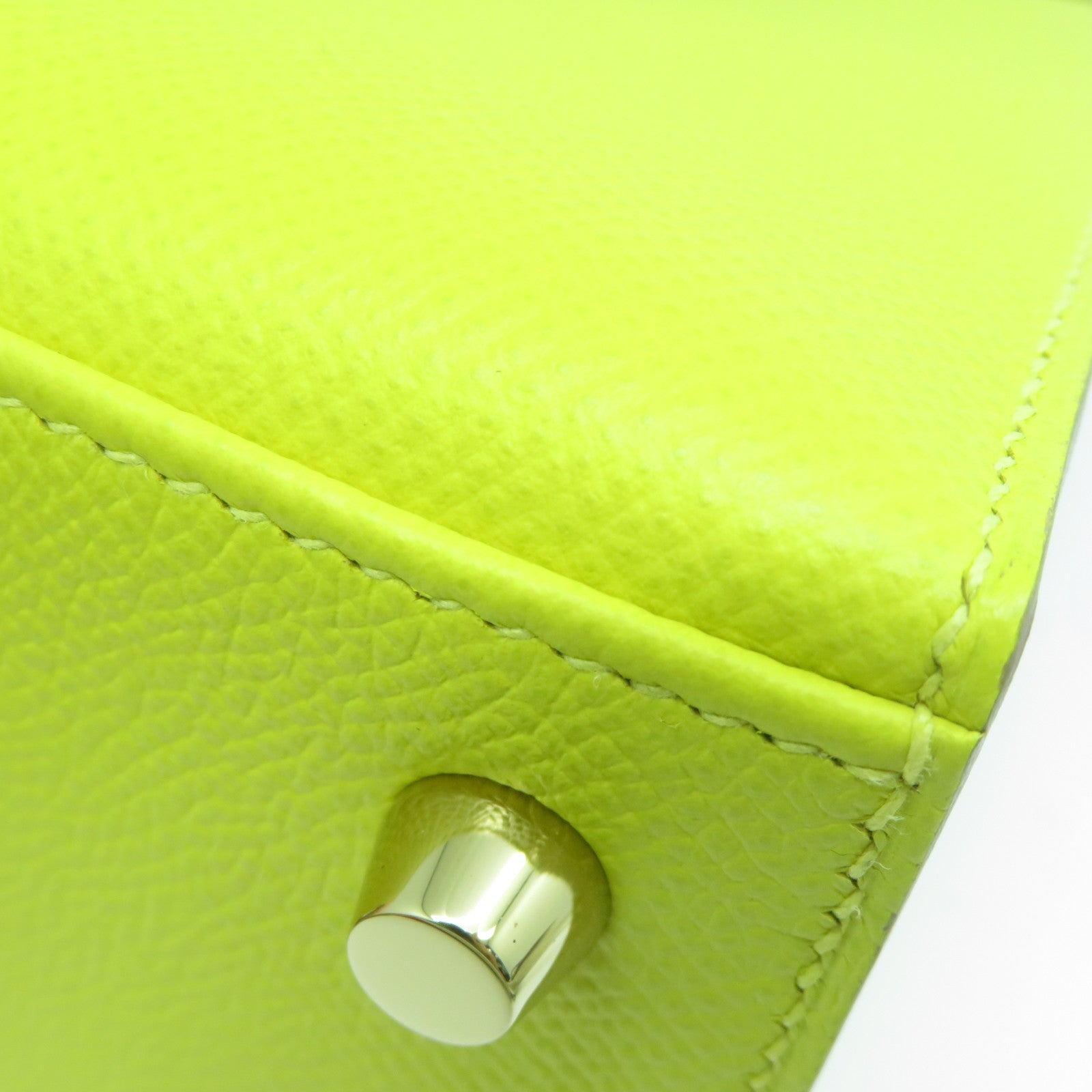 HERMES Epsom皮革Kelly 25金扣手挽肩背兩用袋黃綠色