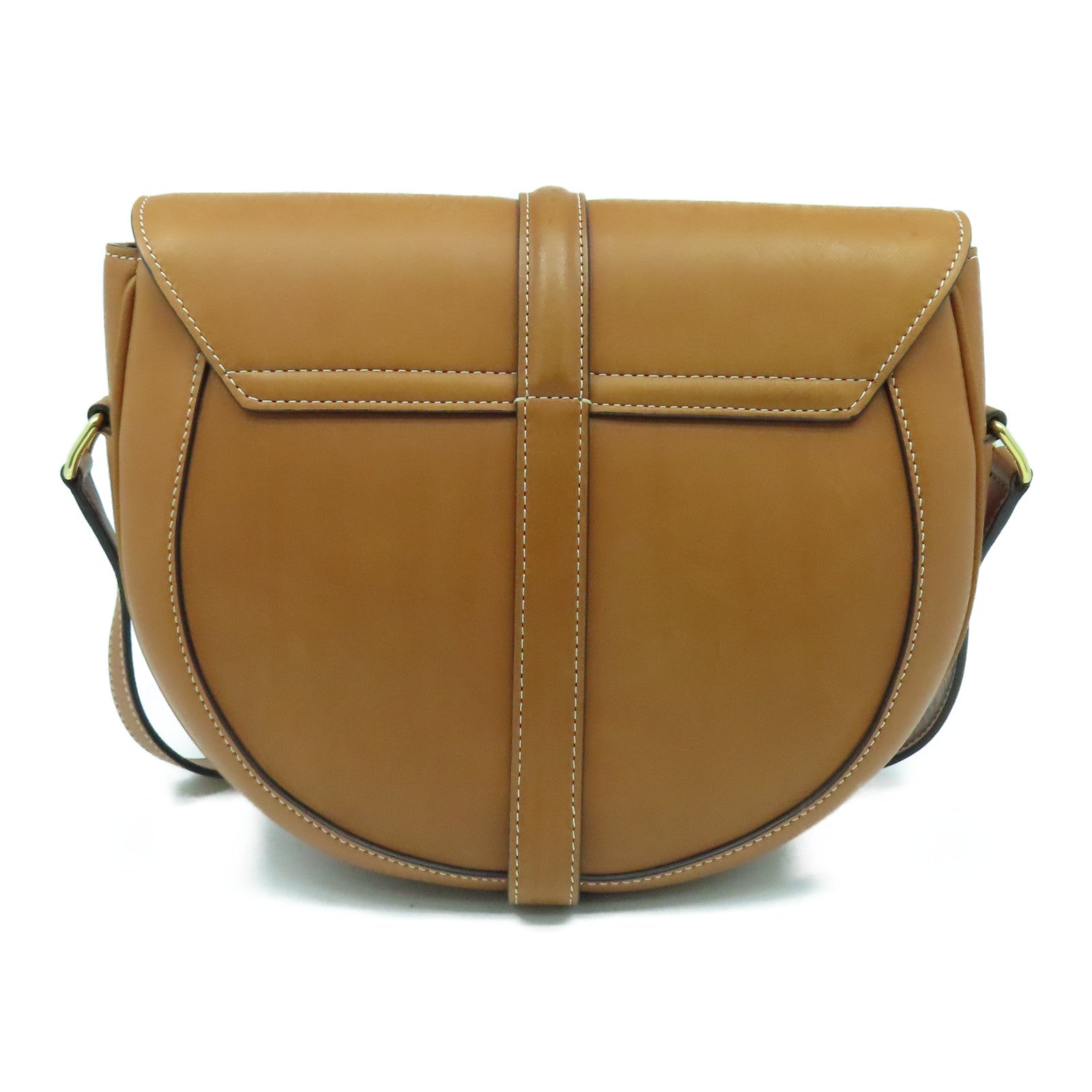 CELINE 牛皮皮革/帆布Shoulder Bag金扣肩背袋啡色/米色