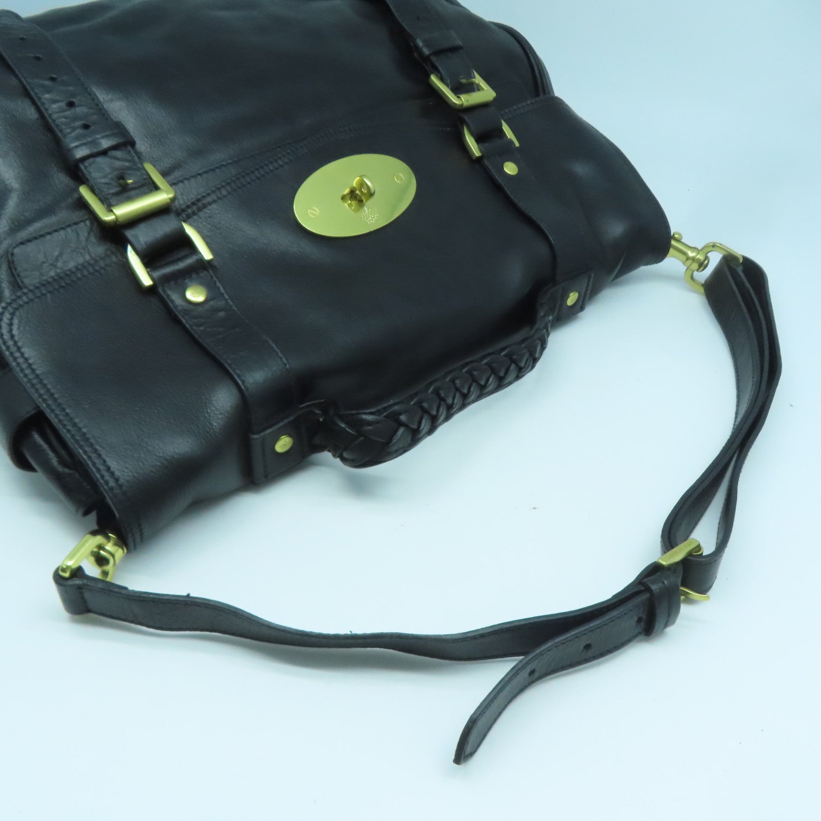 MULBERRY 牛皮皮革Shoulder Bag金扣手挽肩背兩用袋黑色