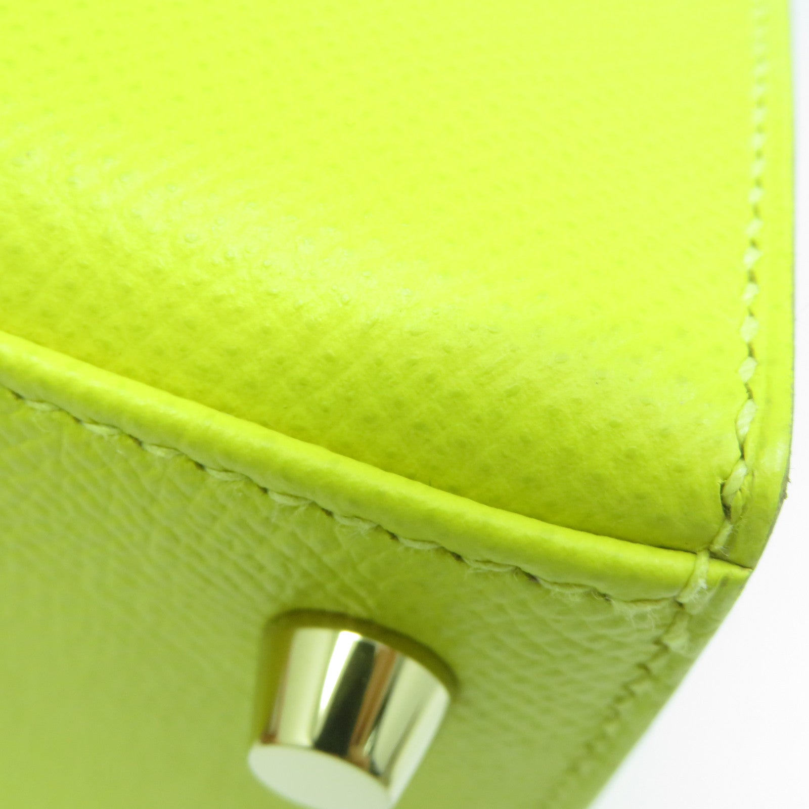 HERMES Epsom皮革Kelly 25金扣手挽肩背兩用袋黃綠色