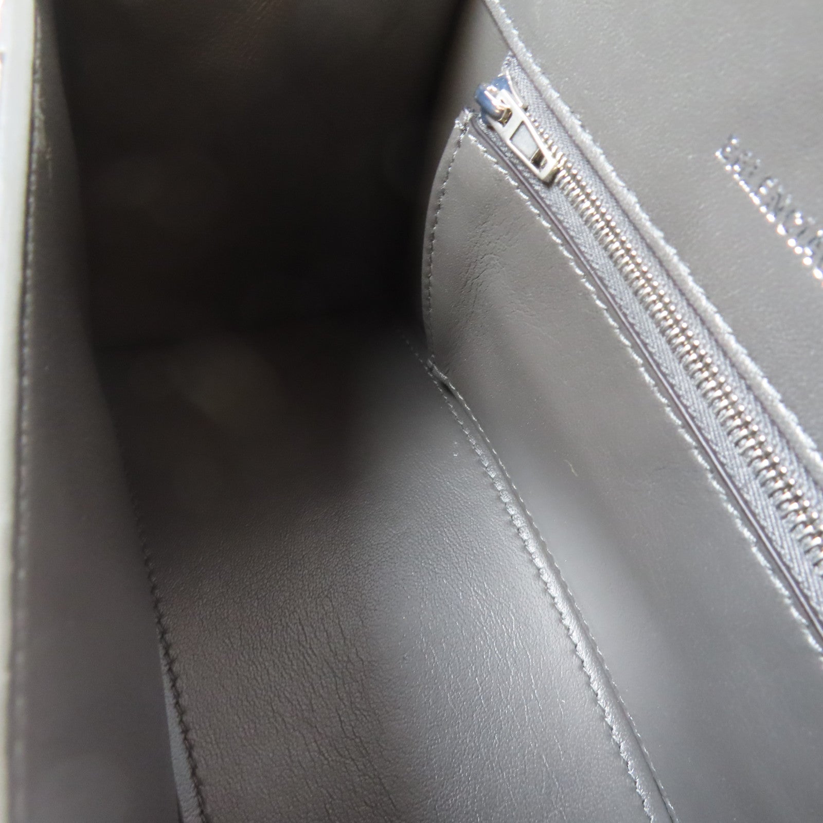 BALENCIAGA 牛皮皮革Hourglass Small銀扣手挽肩背兩用袋黑色/灰色