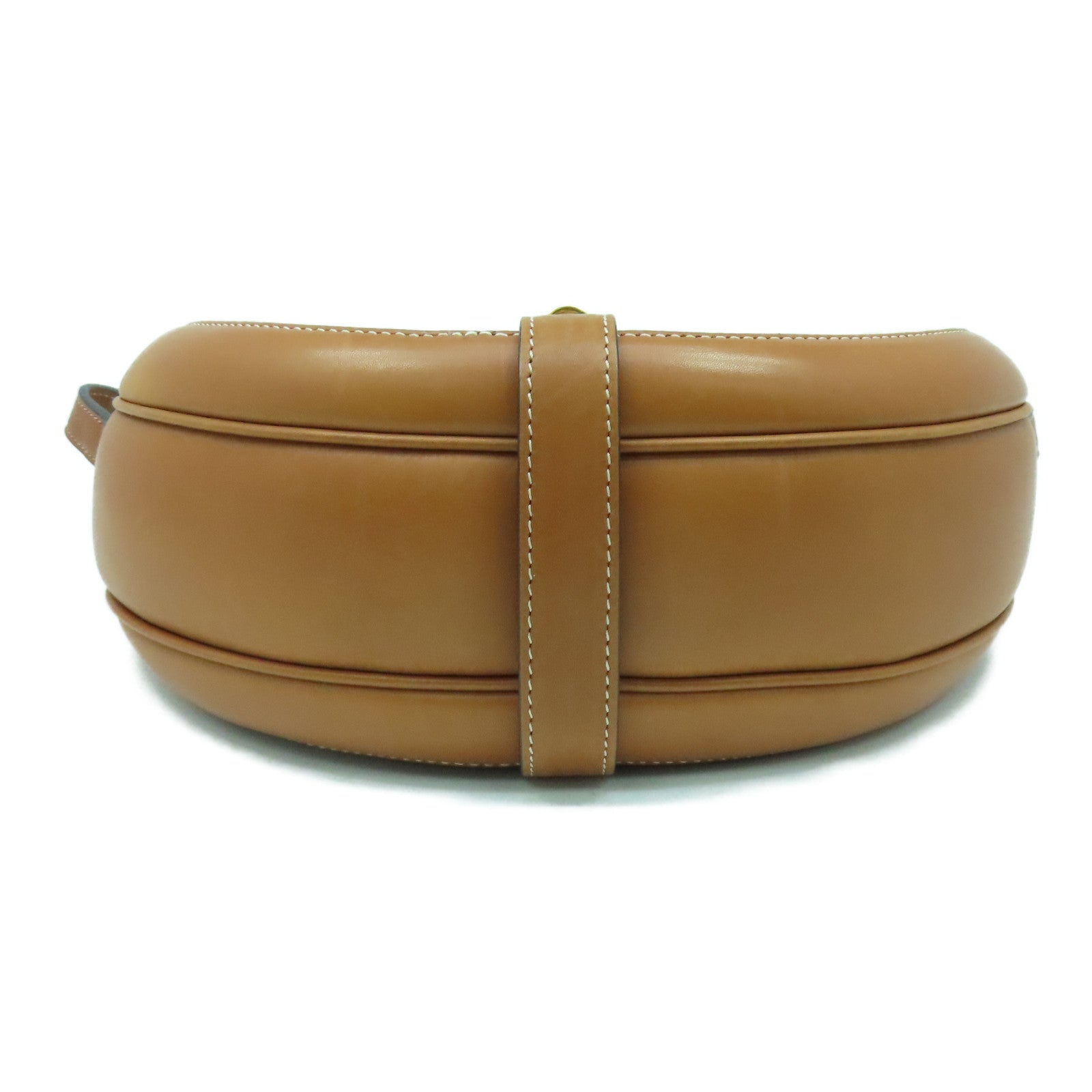 CELINE 牛皮皮革/帆布Shoulder Bag金扣肩背袋啡色/米色