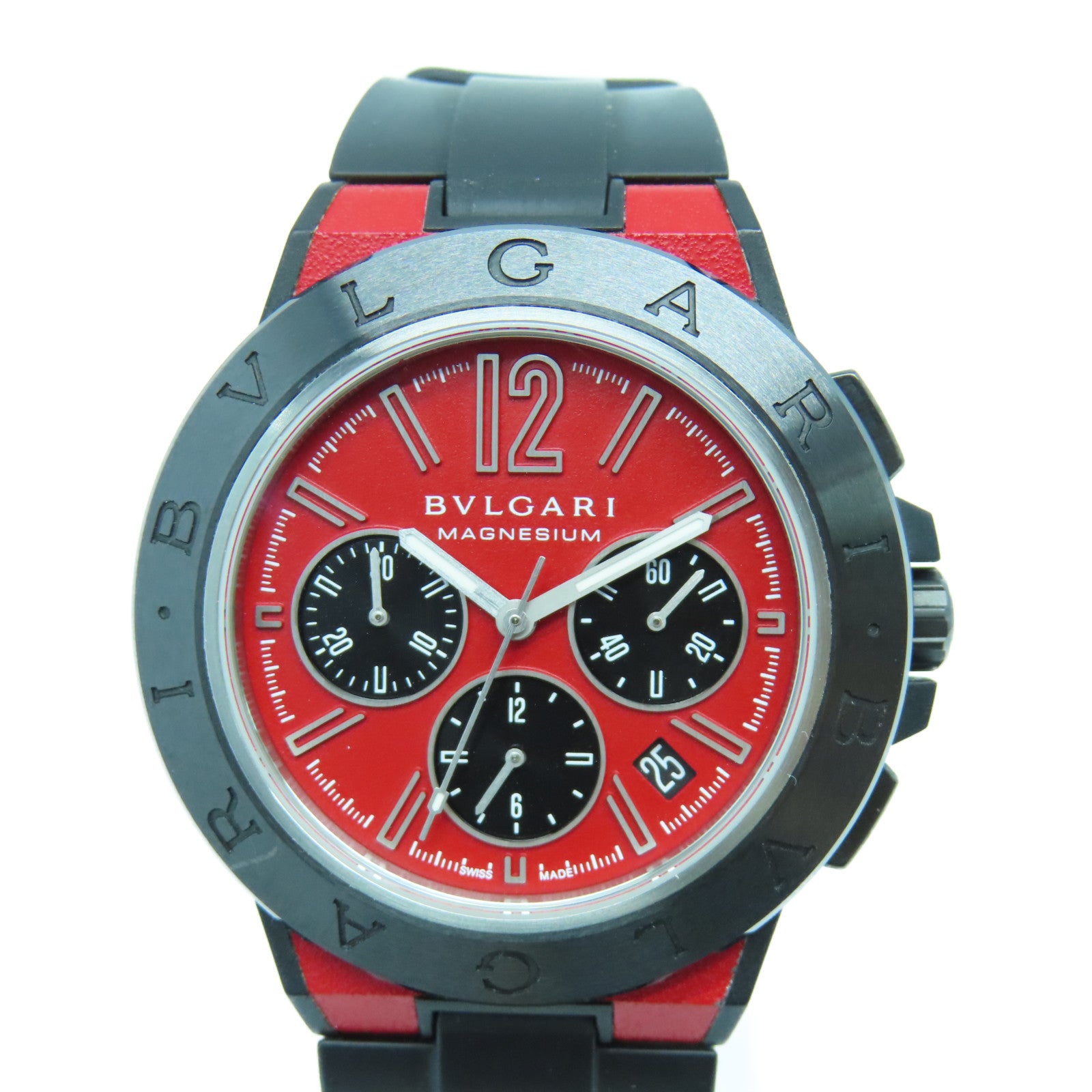 BVLGARI Diagono Magnesium橡膠手錶自動機芯紅色