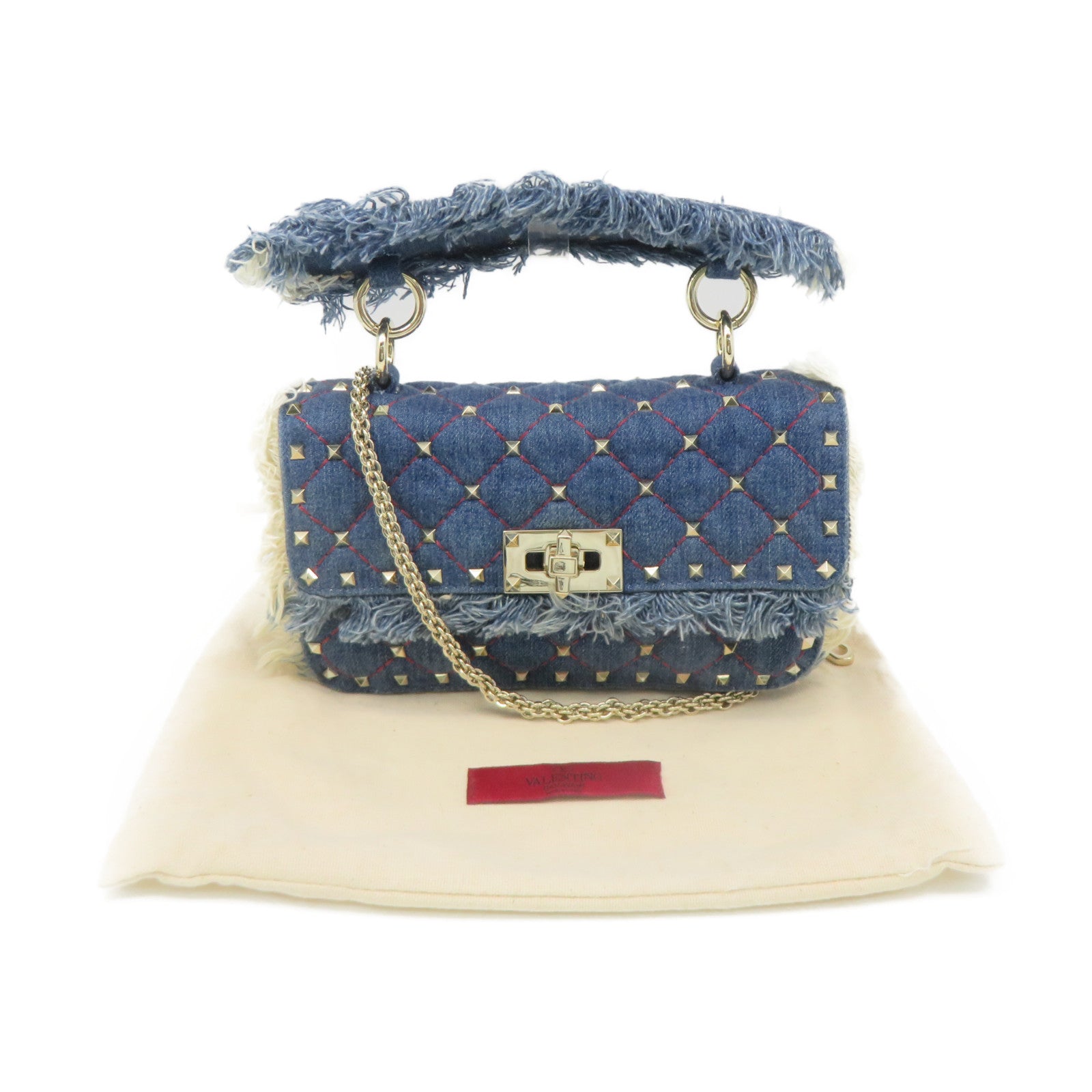 Valentino Denim 2Way Shoulder Bag Chain Belt Handle Shoulder Bag