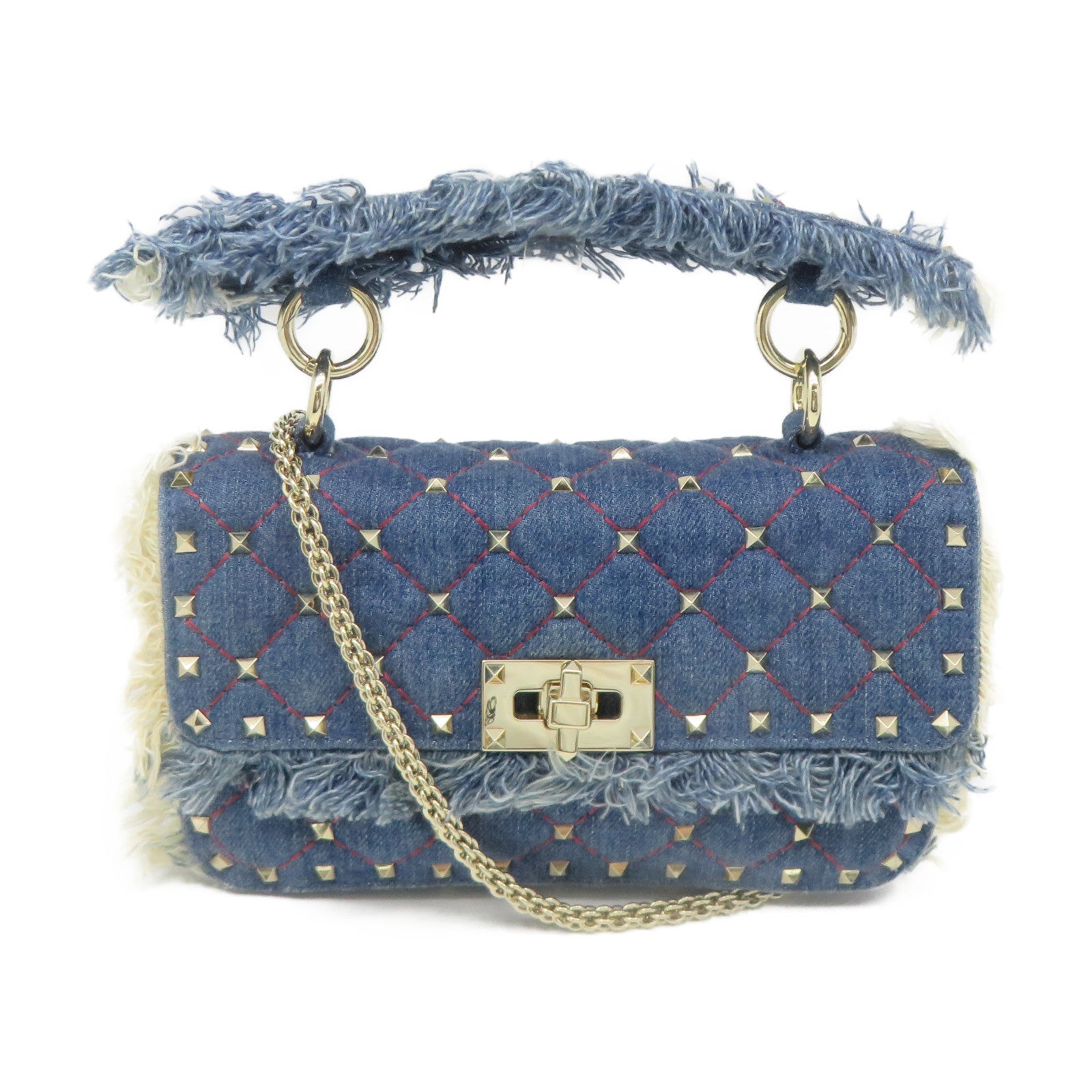 Valentino Denim 2Way Shoulder Bag Chain Belt Handle Shoulder Bag