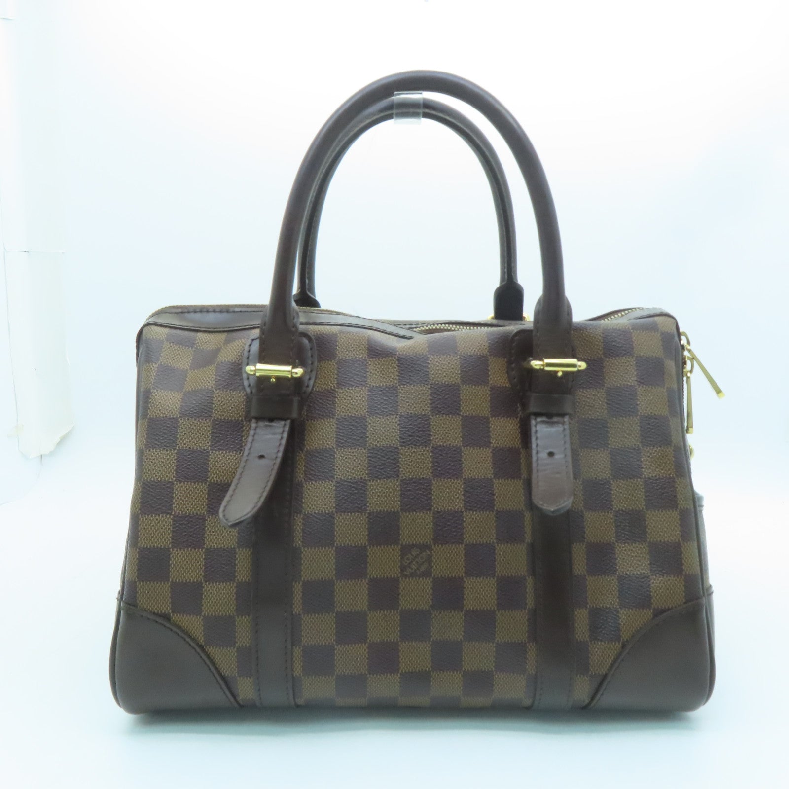 LOUIS VUITTON Damier Berkeley gold buckle handle bag brown