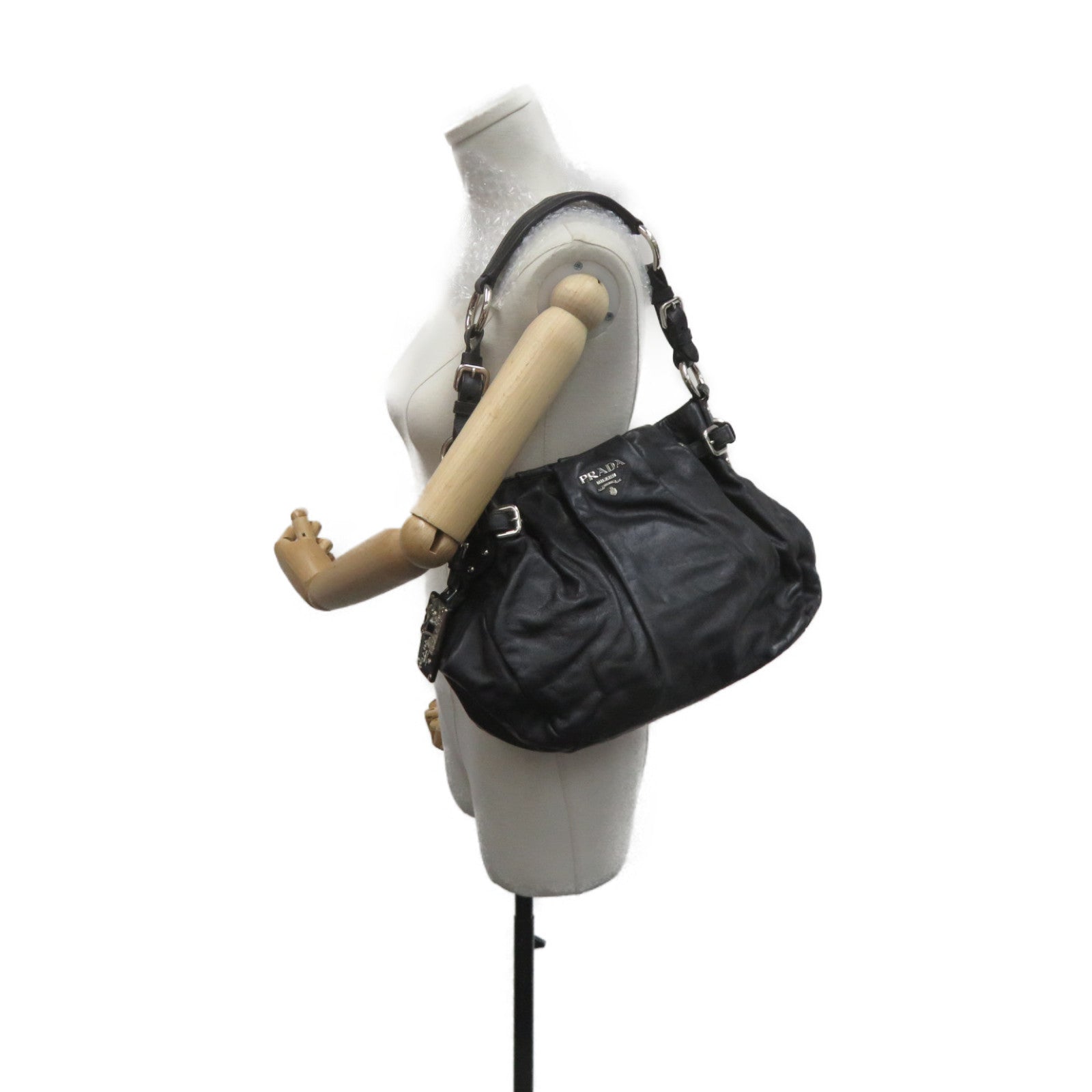 PRADA 牛皮皮革Shoulder Bag肩背袋黑色