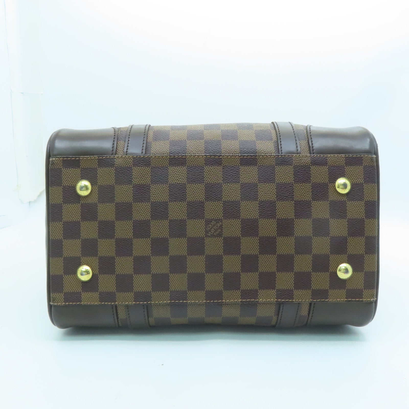 LOUIS VUITTON Damier Berkeley gold buckle handle bag brown