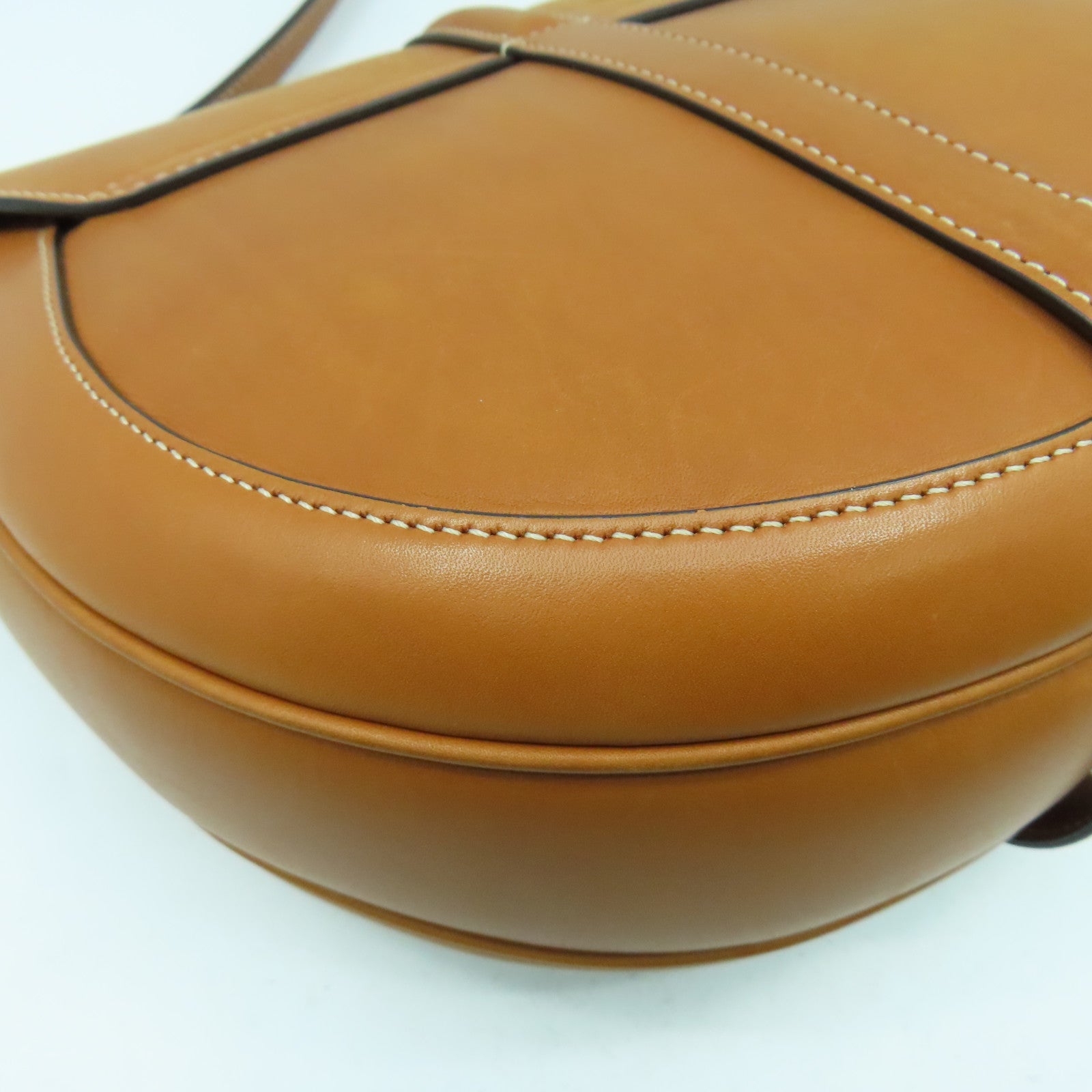CELINE 牛皮皮革/帆布Shoulder Bag金扣肩背袋啡色/米色