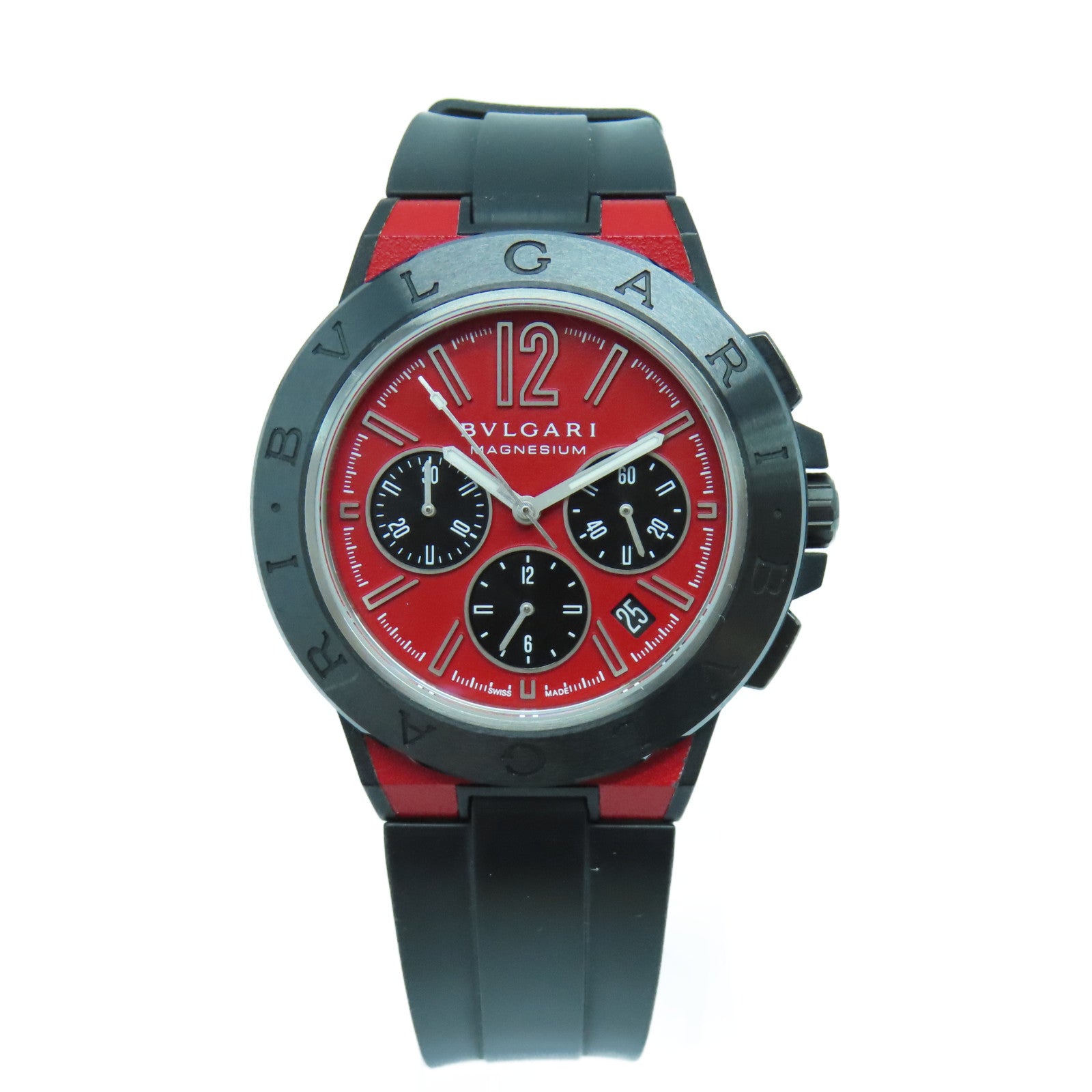 BVLGARI Diagono Magnesium橡膠手錶自動機芯紅色