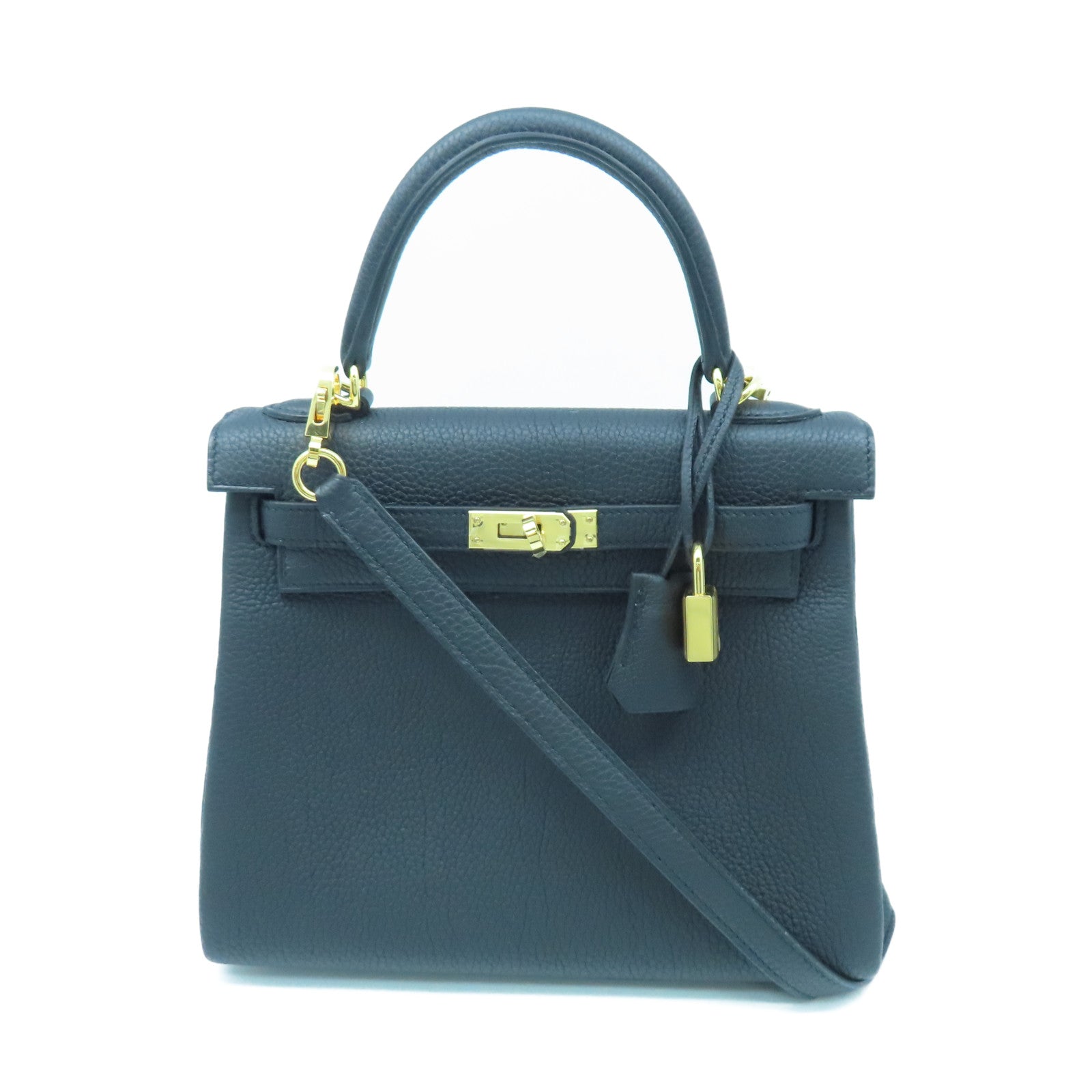 HERMES 【激減優惠】Togo皮革Kelly 25金扣手挽肩背兩用袋黑色