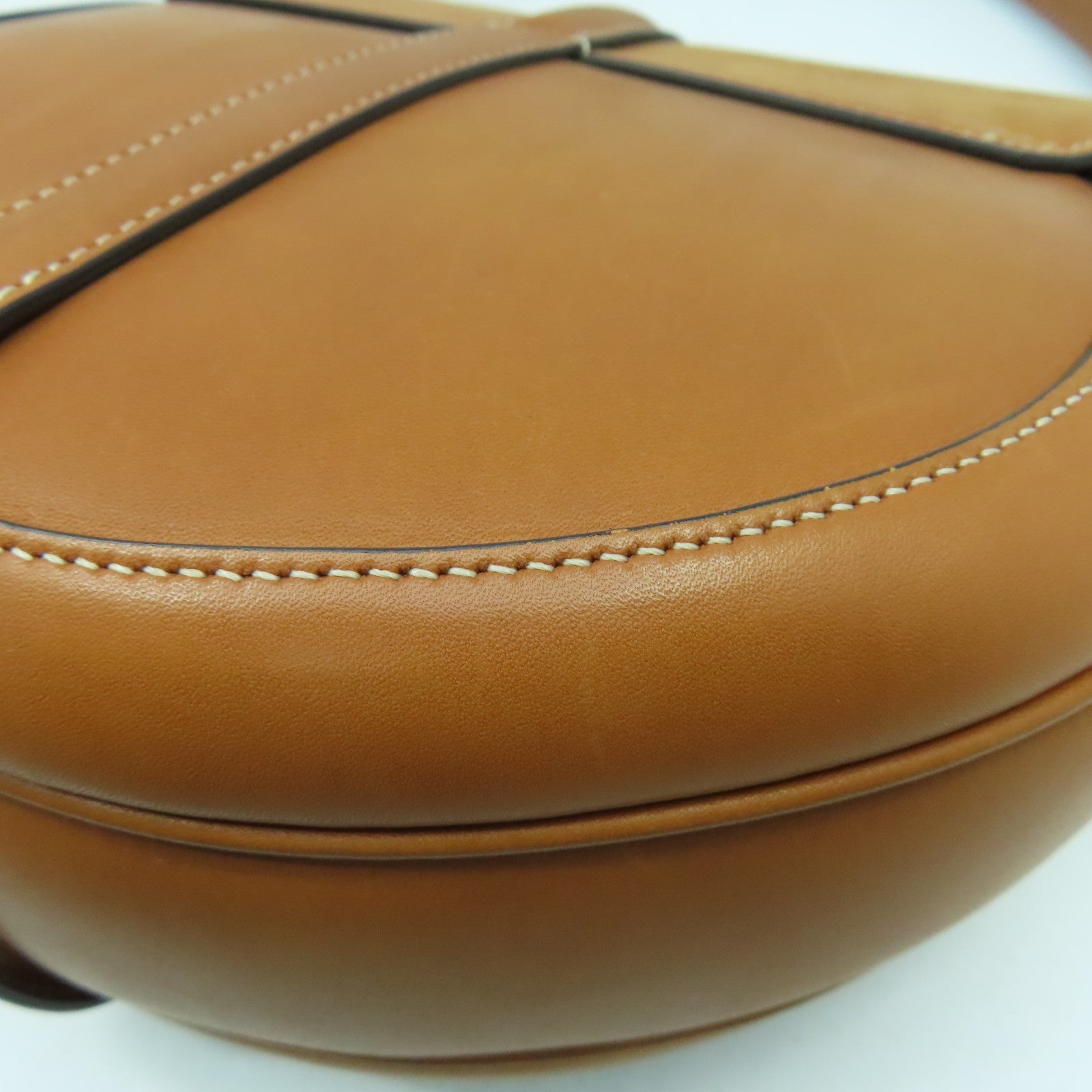 CELINE 牛皮皮革/帆布Shoulder Bag金扣肩背袋啡色/米色