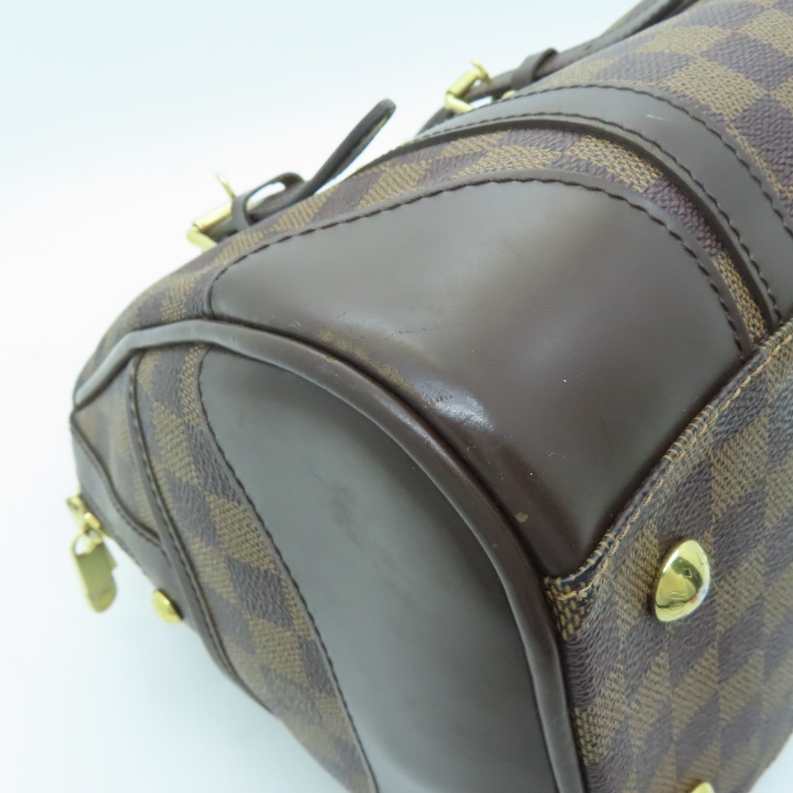LOUIS VUITTON Damier Berkeley gold buckle handle bag brown