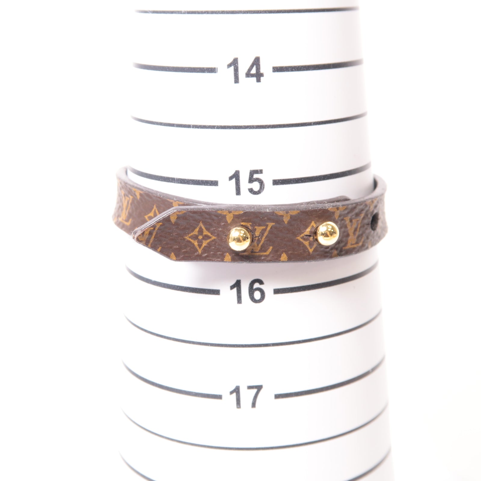 LOUIS VUITTON Monogram/皮革 Lock It Bracelet金扣手鐲啡色/黑色