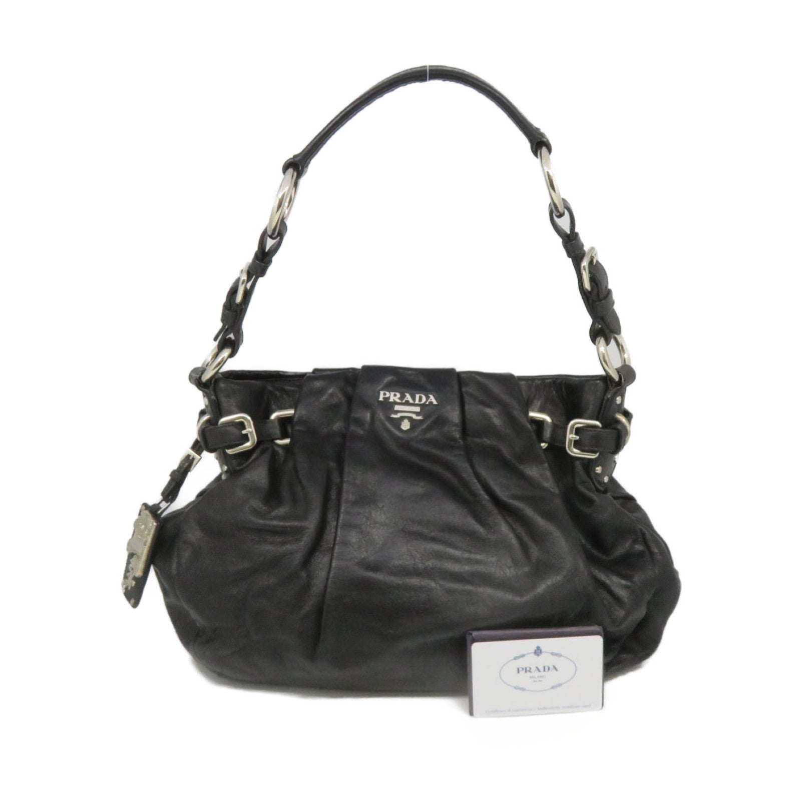 PRADA 牛皮皮革Shoulder Bag肩背袋黑色