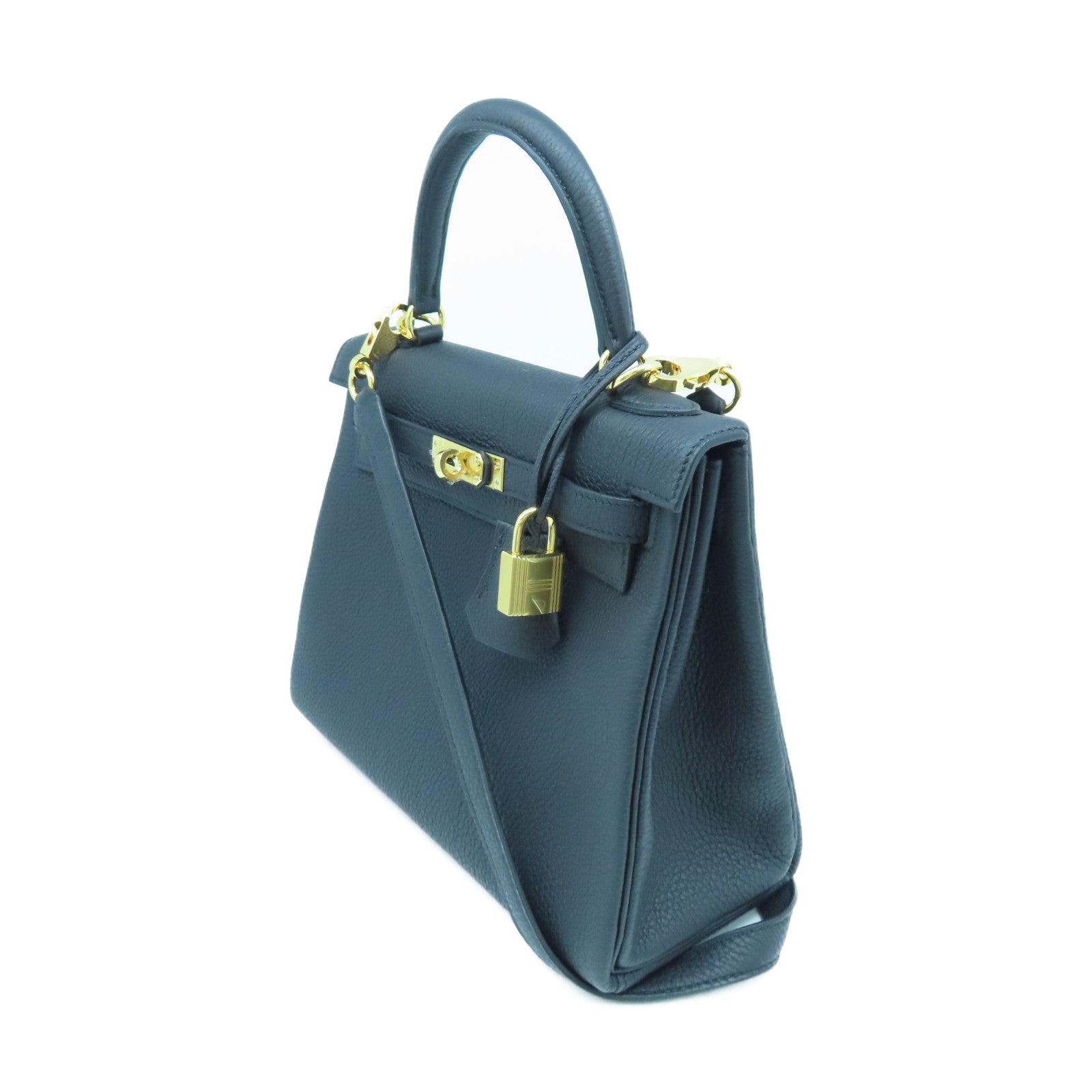 HERMES 【激減優惠】Togo皮革Kelly 25金扣手挽肩背兩用袋黑色