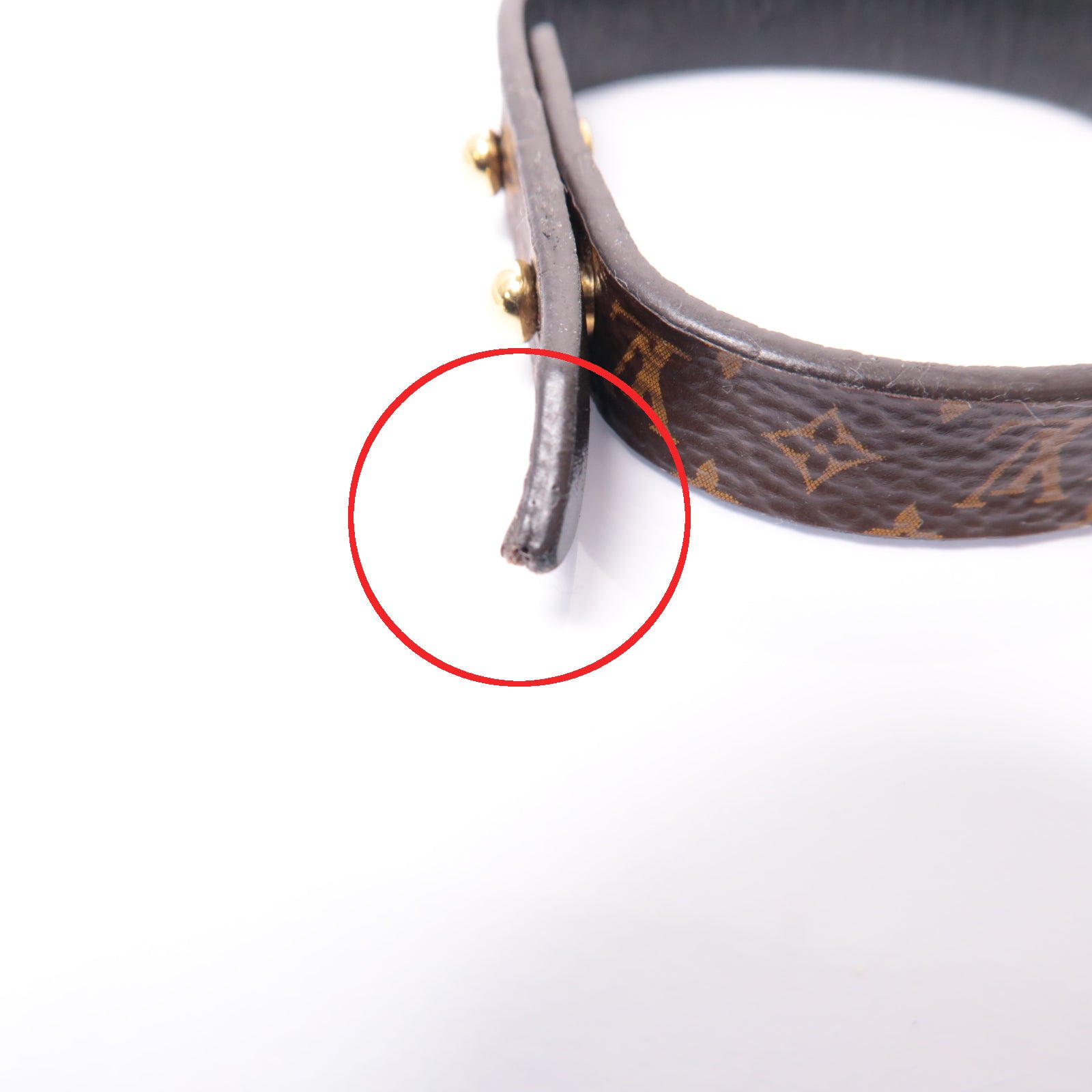 LOUIS VUITTON Monogram/皮革 Lock It Bracelet金扣手鐲啡色/黑色