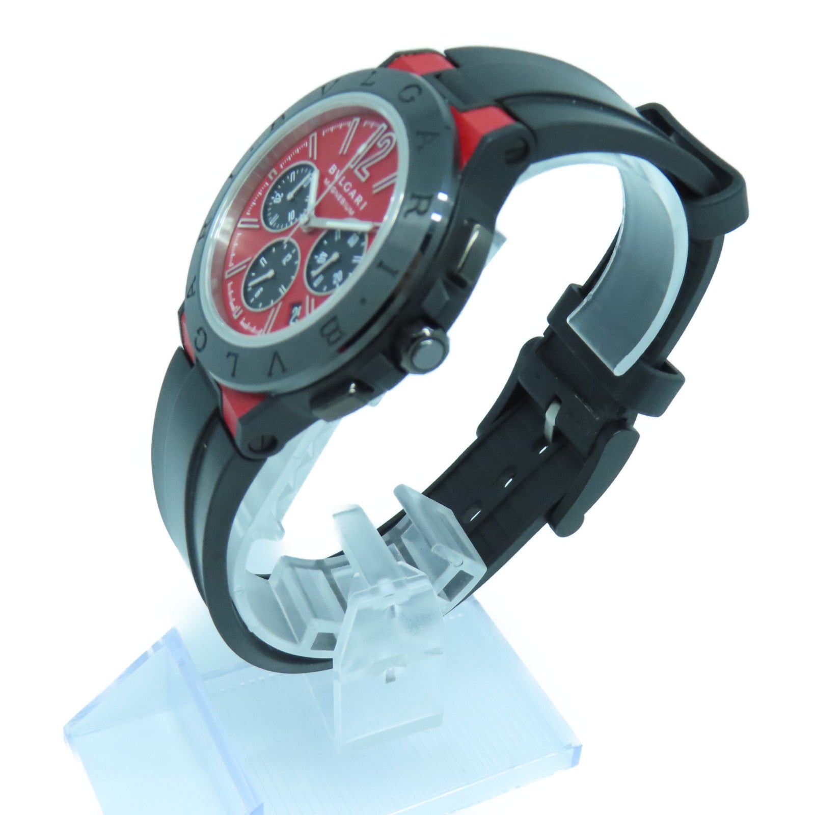 BVLGARI Diagono Magnesium橡膠手錶自動機芯紅色