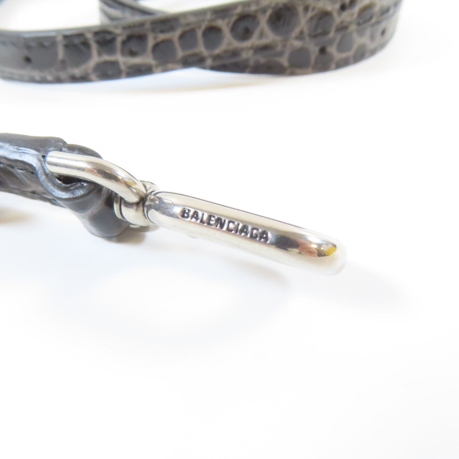 BALENCIAGA 牛皮皮革Hourglass Small銀扣手挽肩背兩用袋黑色/灰色