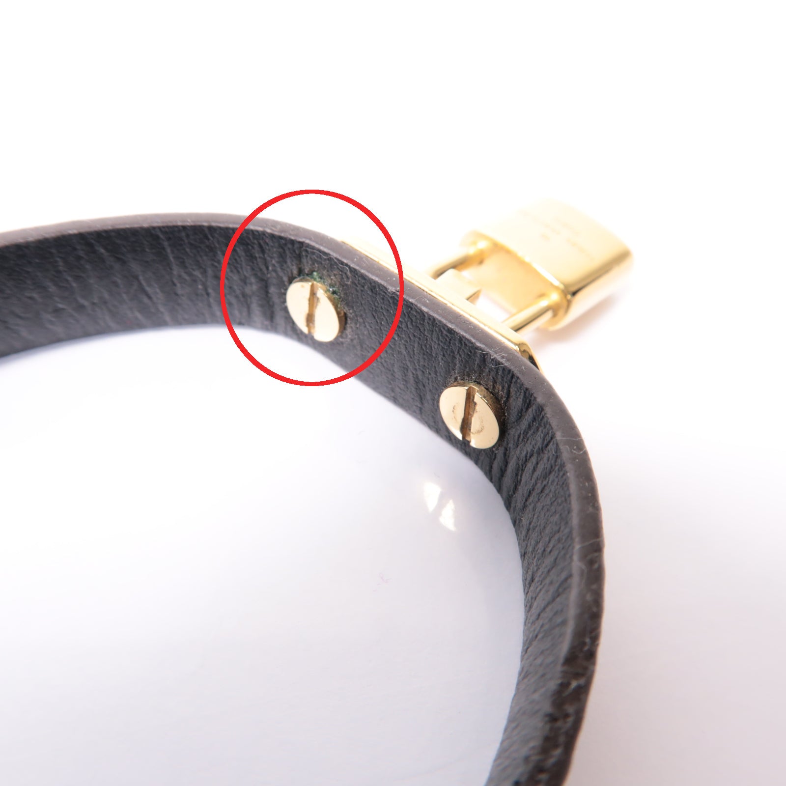 LOUIS VUITTON Monogram/皮革 Lock It Bracelet金扣手鐲啡色/黑色