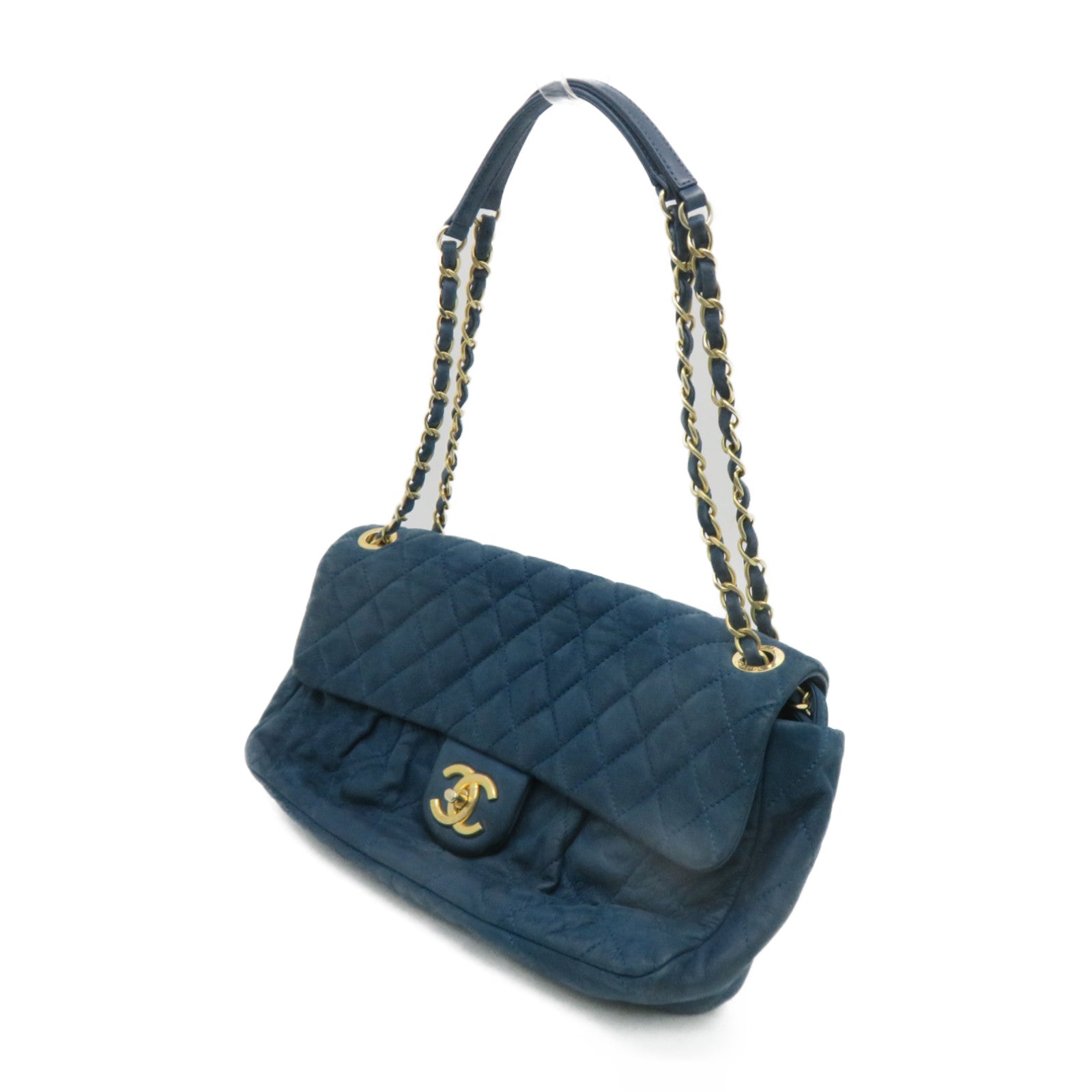 CHANEL 菱格帆布Chain Shoulder Bag金扣肩背袋绿色