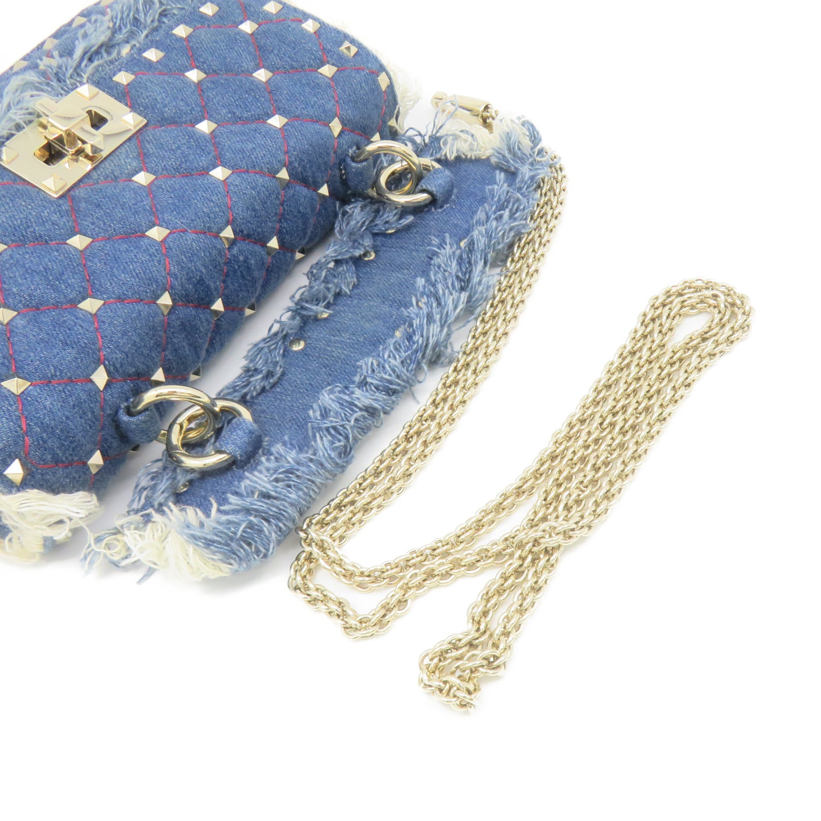 Valentino Denim 2Way Shoulder Bag Chain Belt Handle Shoulder Bag