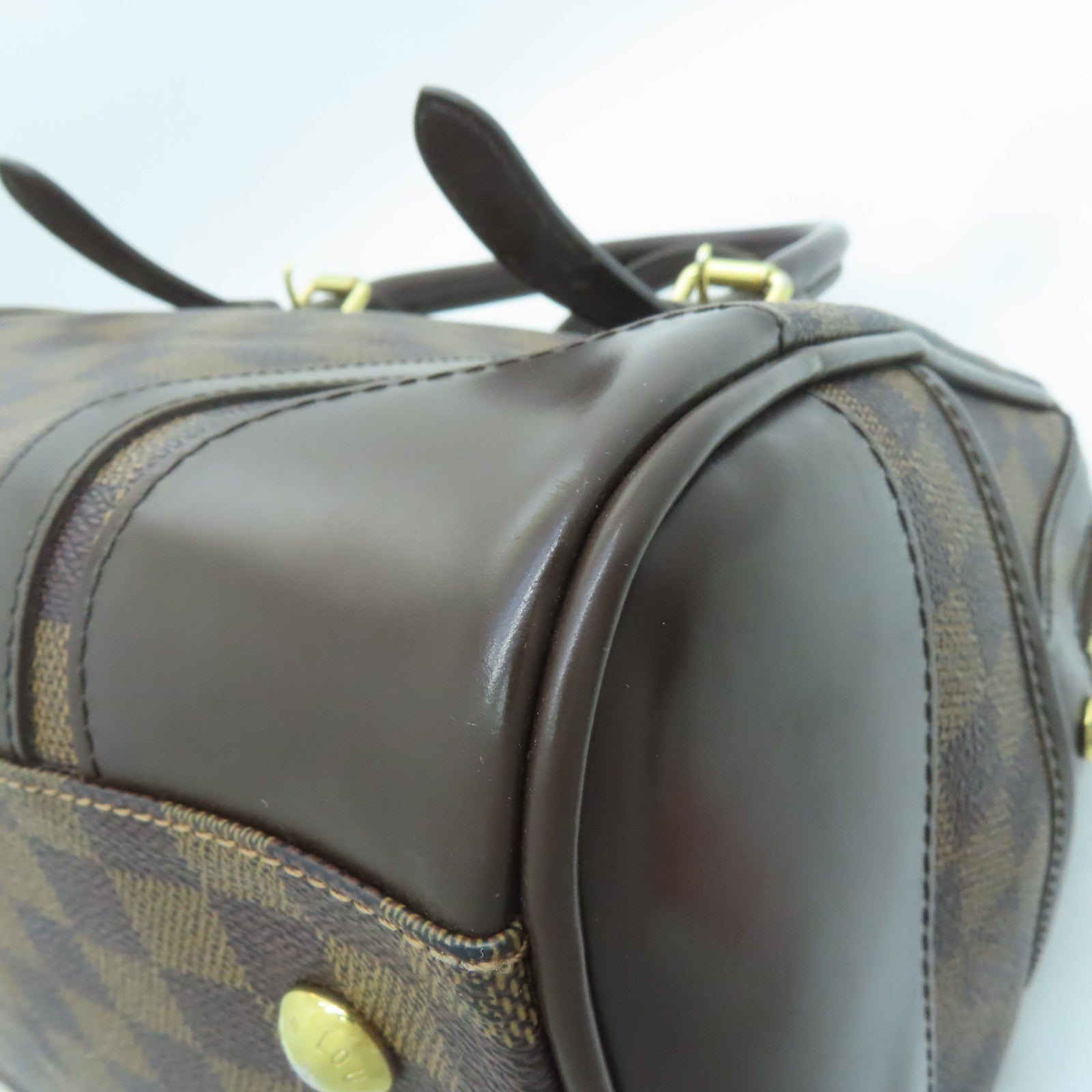 LOUIS VUITTON Damier Berkeley gold buckle handle bag brown
