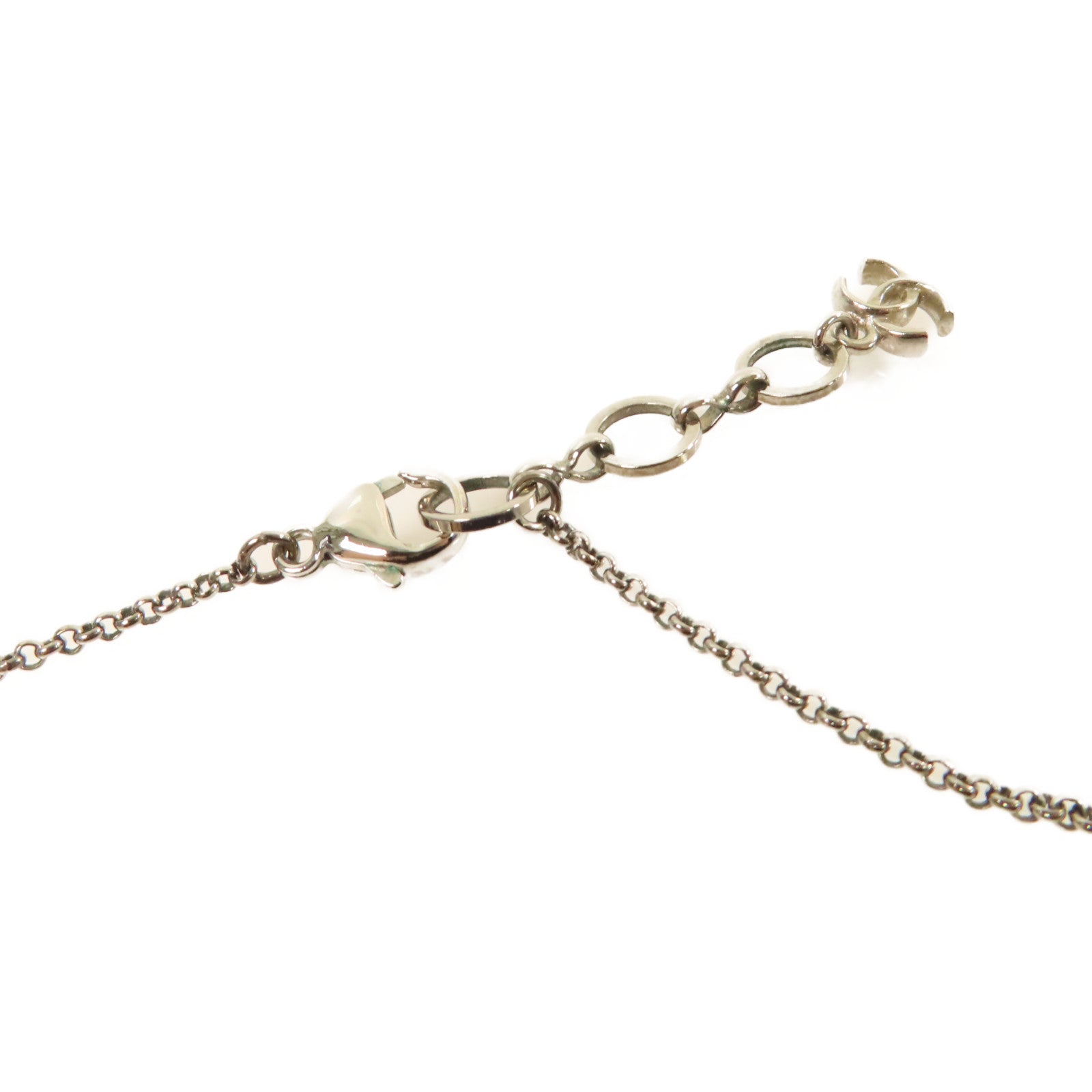 CHANEL 金屬/仿珍珠Ribbon Necklace項鏈黑色/珍珠色